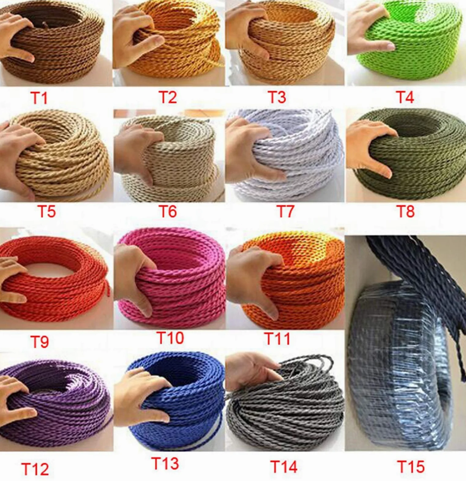Cavo flessibile intrecciato, Cavo intrecciato 2 nuclei 0,75 mm multicolore 1-30 m Lampada a sospensione fai-da-te