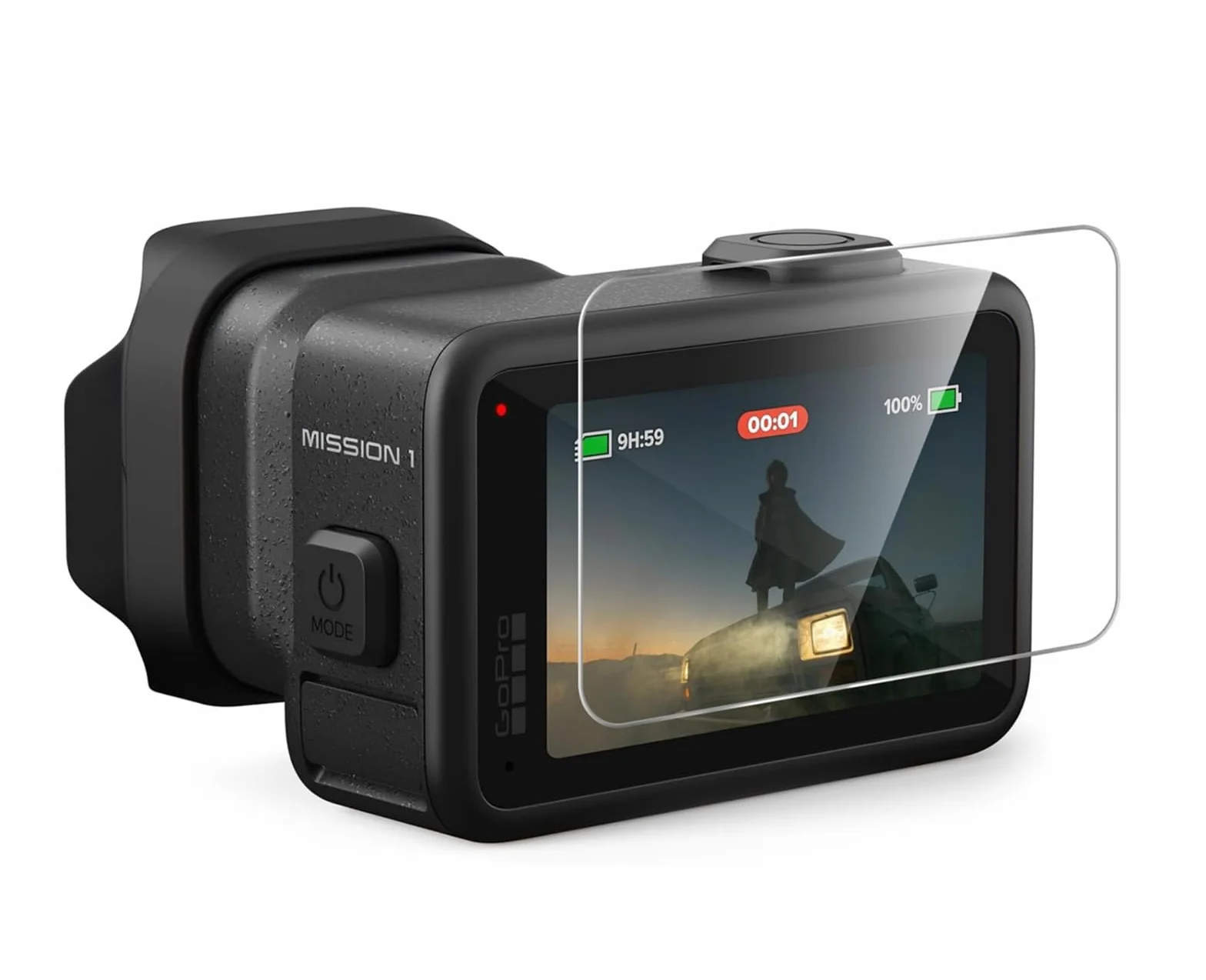 GIOPUEY Vetro Temperato Compatibile con GoPro Mission 1 PRO, 4 Pezzi Pellicola Prottetiva e 2 Pezzi Pellicola Fotocamera, HD, Resistente ai Graffi, Senza Bolle (Transparent)