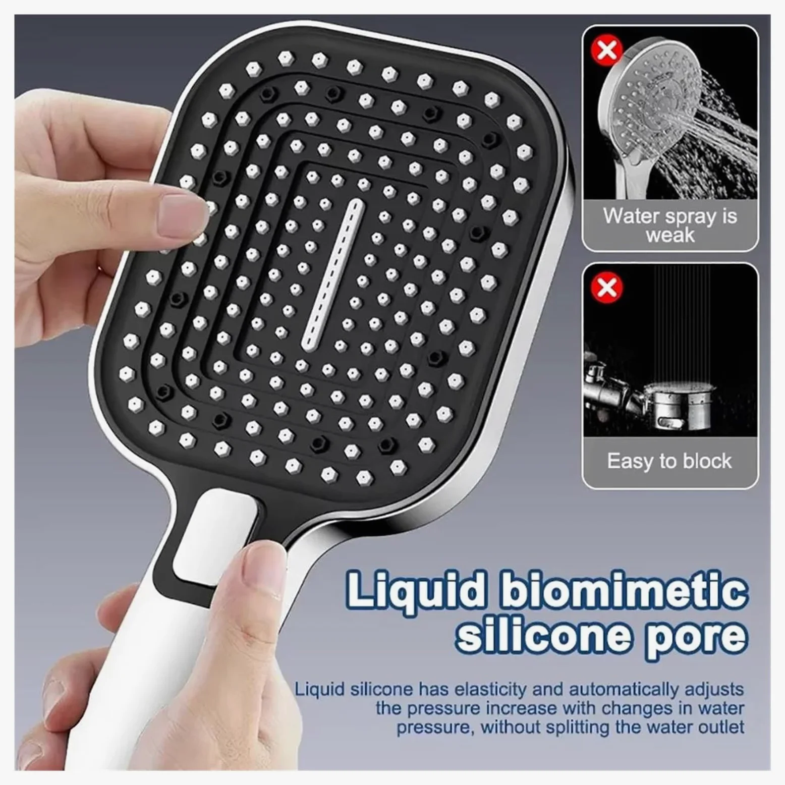 Soffione doccia portatile pressurizzato per il risparmio idrico(SILVER)