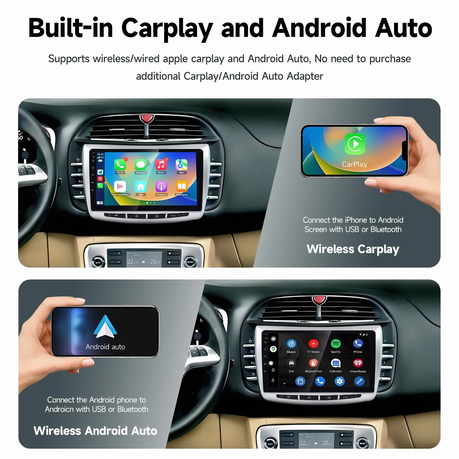Lancia Delta [2008–2014] Autoradio CarPlay, Android Auto, 9 Pollici Touch GPS, Bluetooth, DSP, Wi-Fi, USB, Retrocamera, Playstore OCTACORE 4GB RAM 32GB ROM
