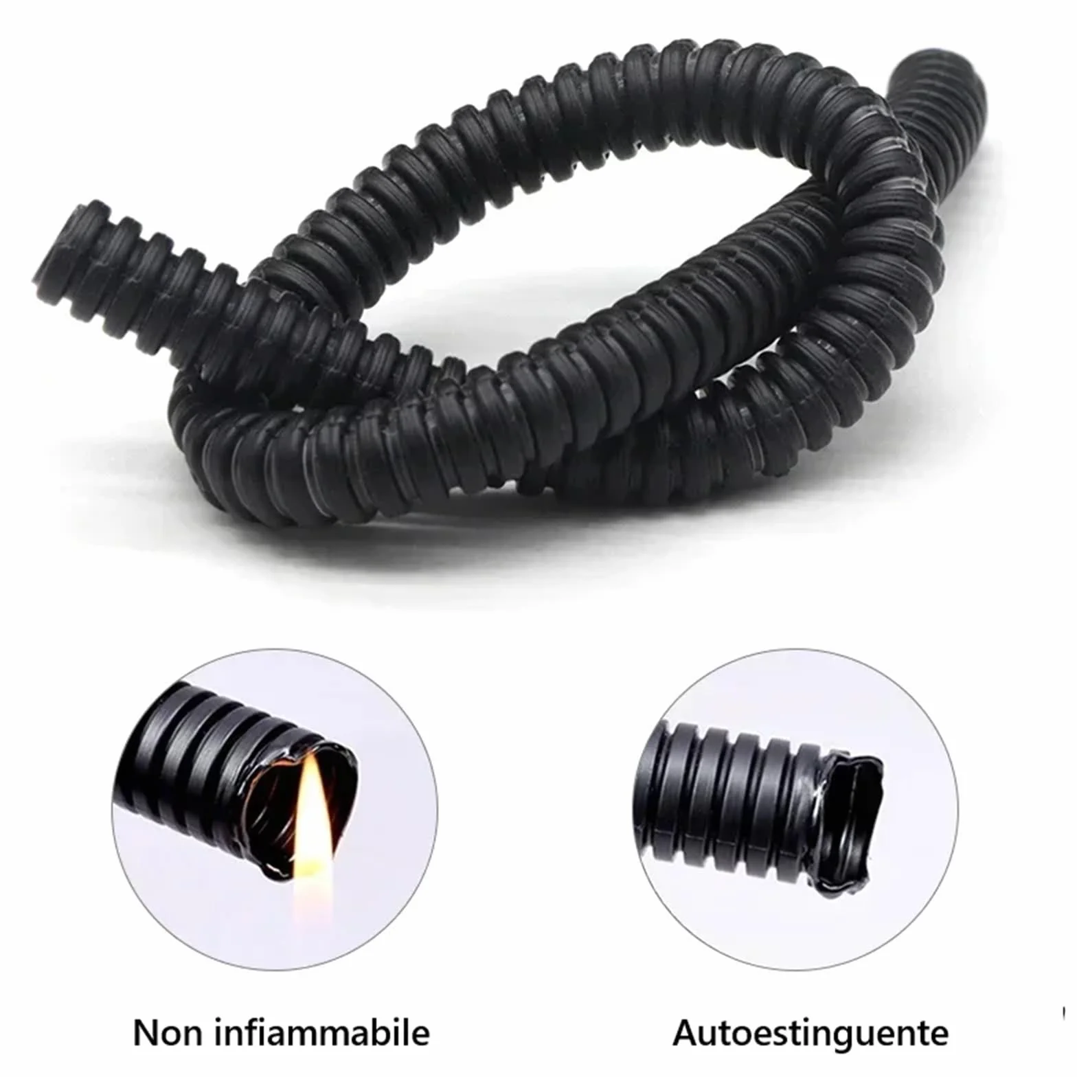 Tubo Corrugato Nero Diametro 20 mm 50M Flessibile Autoestinguente Resistente Pieghevole per Impianti Elettrici Passaggio e Protezione Cavi