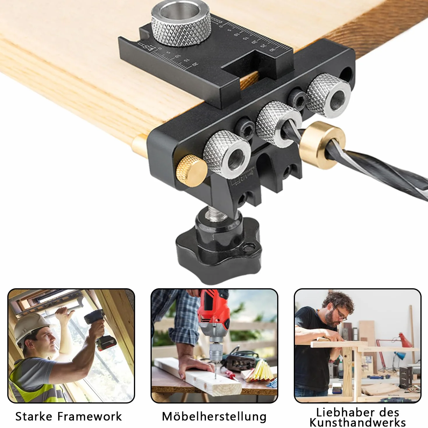 Stencil per mobili 3 in 1 8/10/15 mm tasselli in legno trapano fori guida regolabile