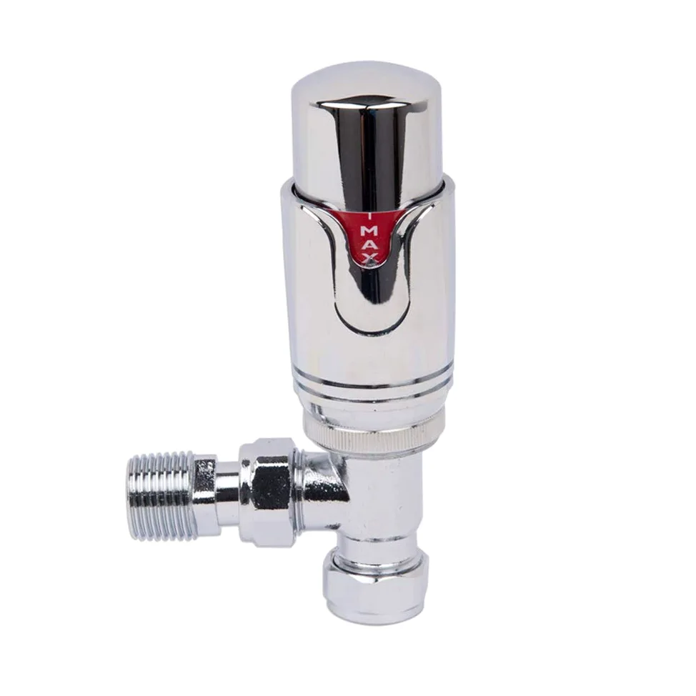 Valvola termostatica ad Angolo per scaldasalviette Valvole per termosifoni di Design TRV Rubinetti per Riscaldamento centralizzato da 15 mm con valvola a Testa Tonda ad Angolo Manuale gratui