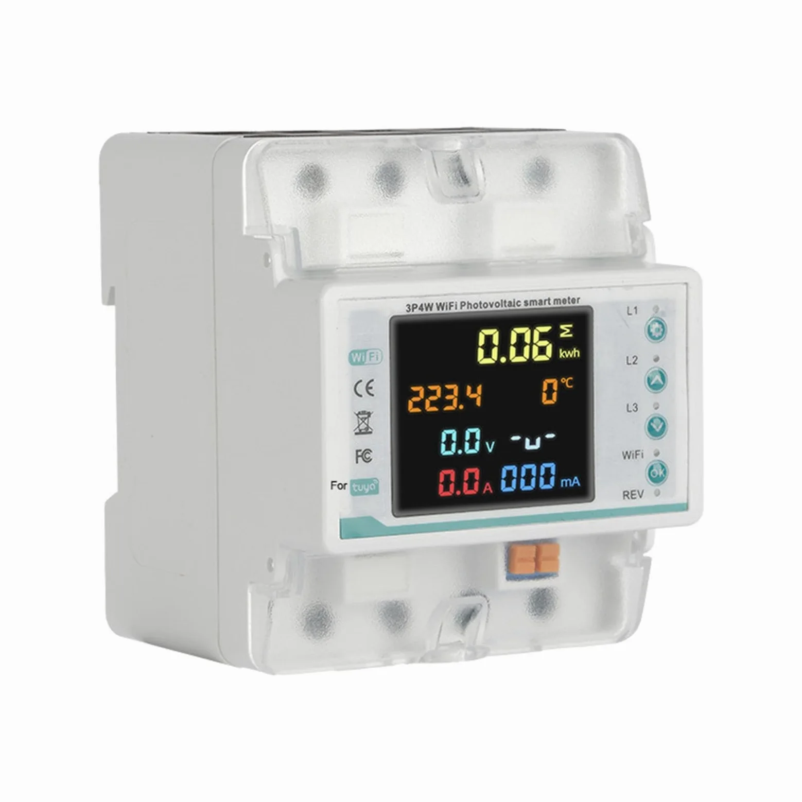 Smart 3 Phase WiFi Contatore di energia 100A Display LCD Monitor di energia Analizzatore di consumo energetico con protezione da sovratensioni per il sistema solare domestico industriale