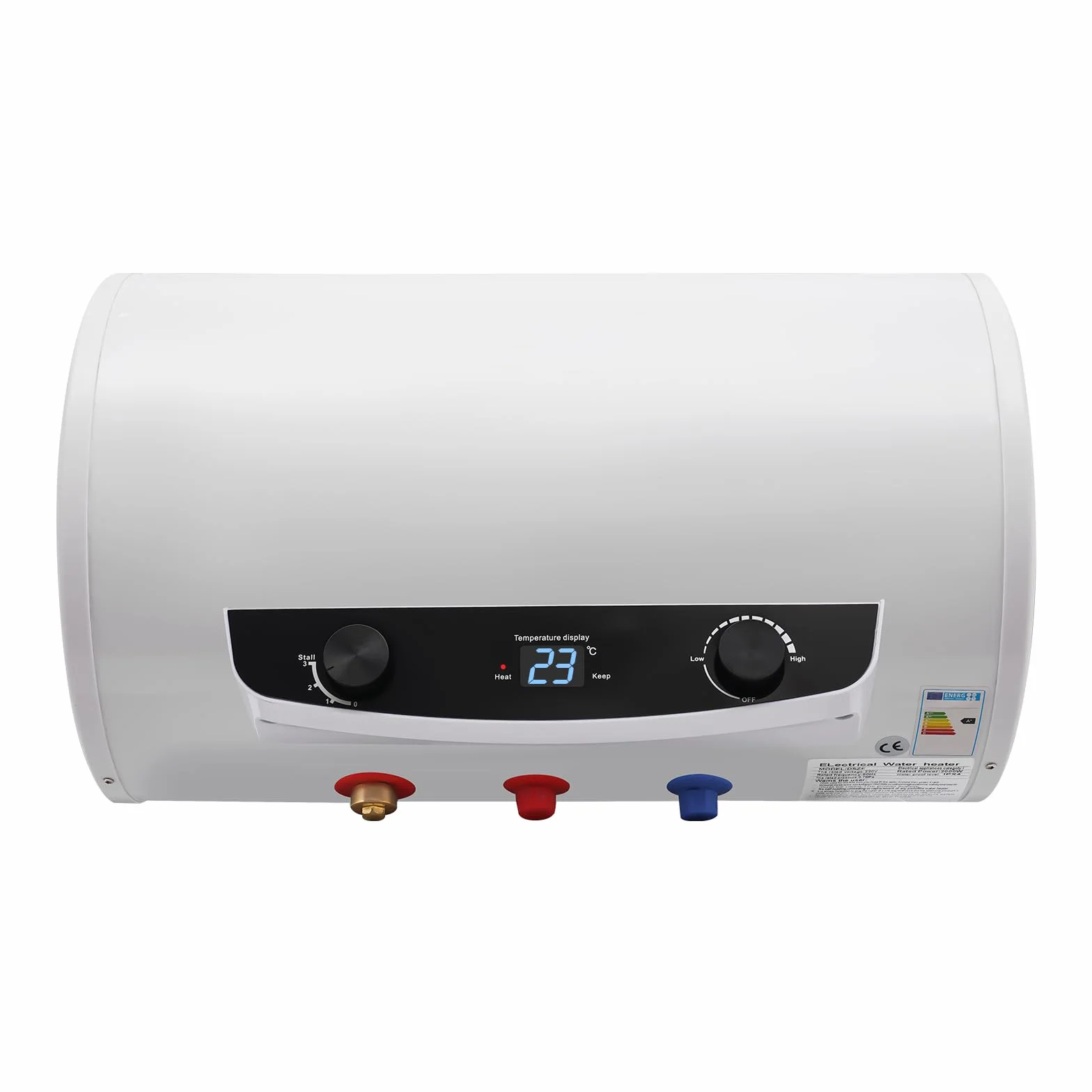 OUKANING Caldaia elettrica per acqua calda per bagno/cucina, 25 – 75 °C, 220 V, 2000 W, acciaio inox + smalto + plastica, con doccia, IPX4, protezione contro le perdite, rubinetto (fissaggio a parete,