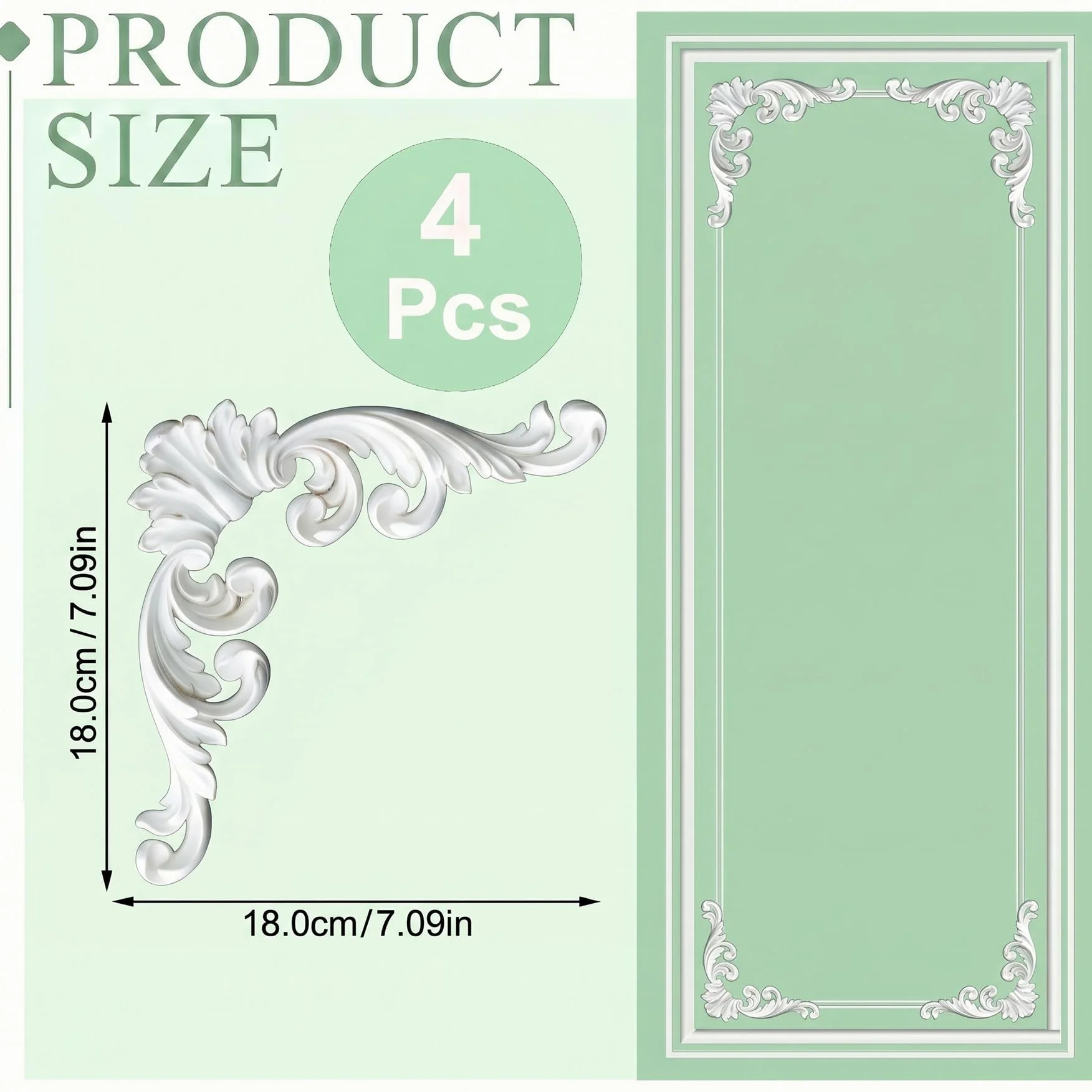 4 PCS Angolari Decorativi per Pareti E Soffitti in PU Modanature Angolari 3D con Decorazioni Floreali Profili Decorativi Verniciabili per Cornici E Angoli Elegante Finitura
