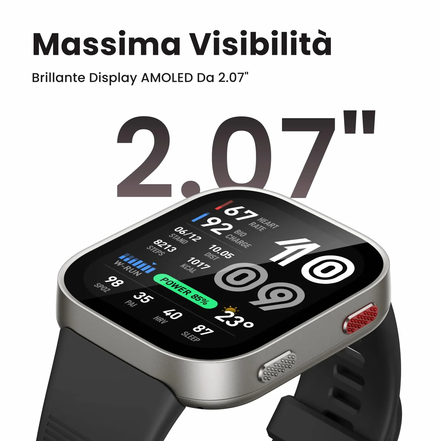 Amazfit Bip Max 50mm Smartwatch, Display AMOLED da 2.07", Autonomia fino a 20GG, GPS, 4GB, Mappe Offline, Fitness Tracker, Hybrid Training, 150+ Modalità Sportive, HYROX, 5 ATM per Android e iPhone