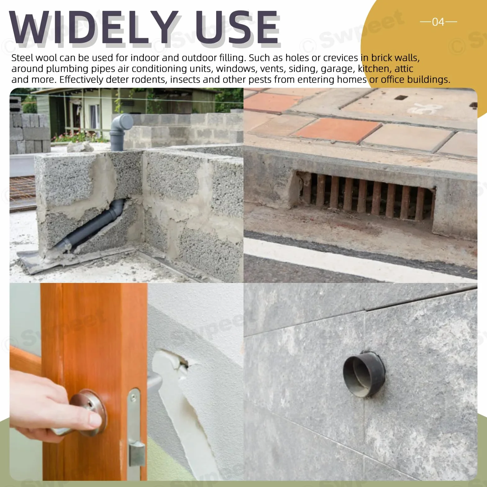 Swpeet Steel Wool Gap Filler per casa e garage, pacchetto fai da te