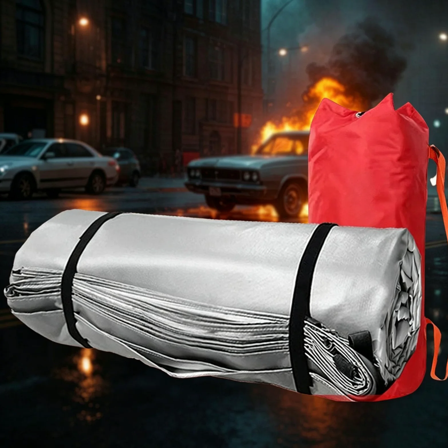 Coperte antincendio di Emergenza per Veicoli a Nuova energia, autocarri | Copertura in fibra di vetro rivestita in silicone,Coperte antincendio resistenti al calore di sopravvivenza e sicurezza