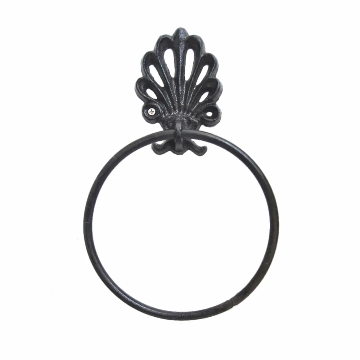 Anello Portasciugamani Rotondo in Ferro Battuto, 2 Pezzi | Stile Retro Semplice ed Elegante, Nero, Accessori di Montaggio Inclusi