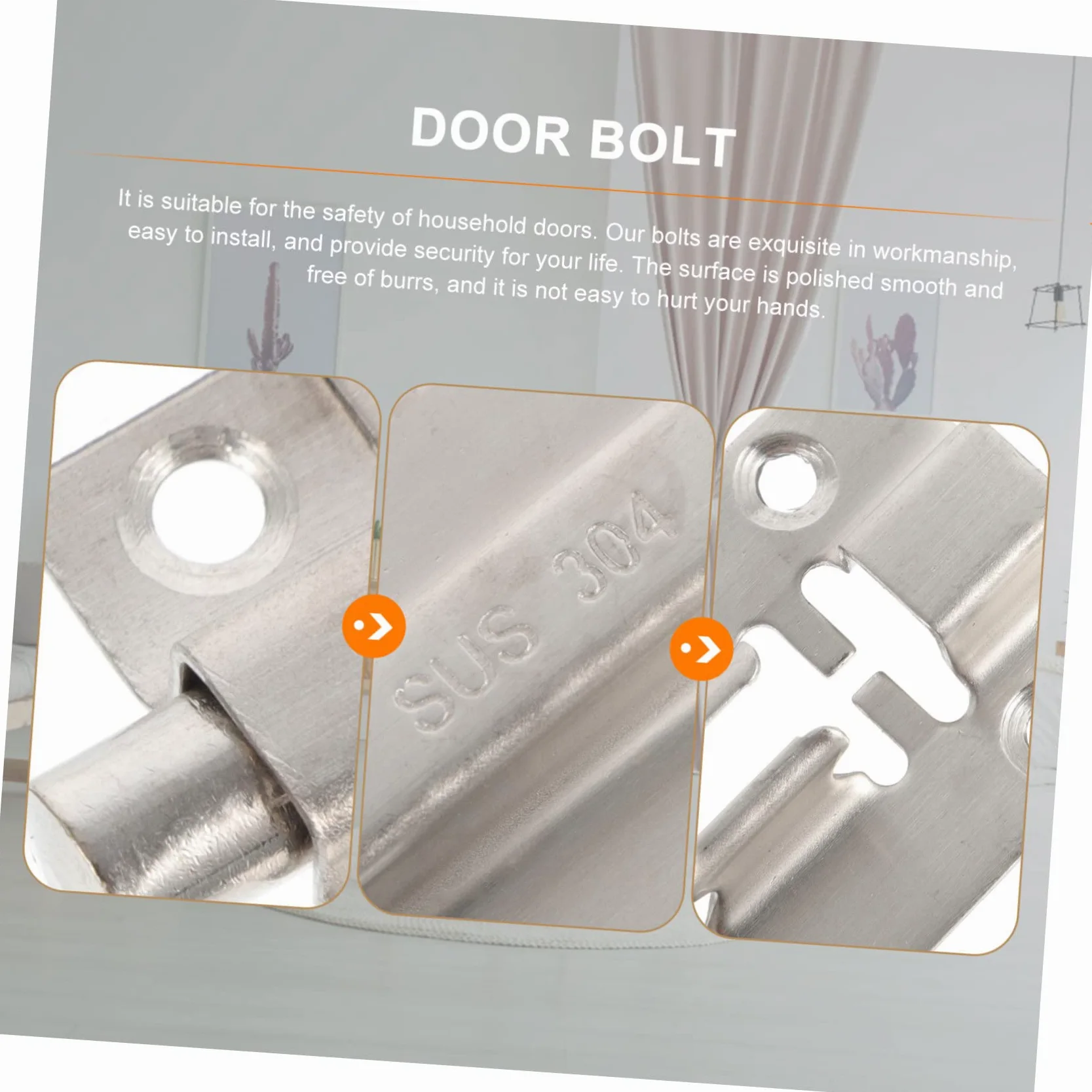 Artibetter 6pezzi Serratura Scorrevole Acciaio Inossidabile Per Sicurezza Di Porte e Armadietti Facile Da Installare e Resistente Alla Chiavistello Per Casa e Hotel