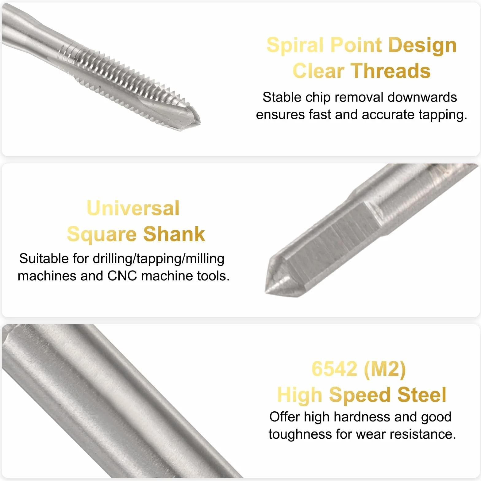 QUARKZMAN Maschio per filettatura a spirale metrica M5 x 0.8 H2 100mm (4") Utensile per filettatura a vite