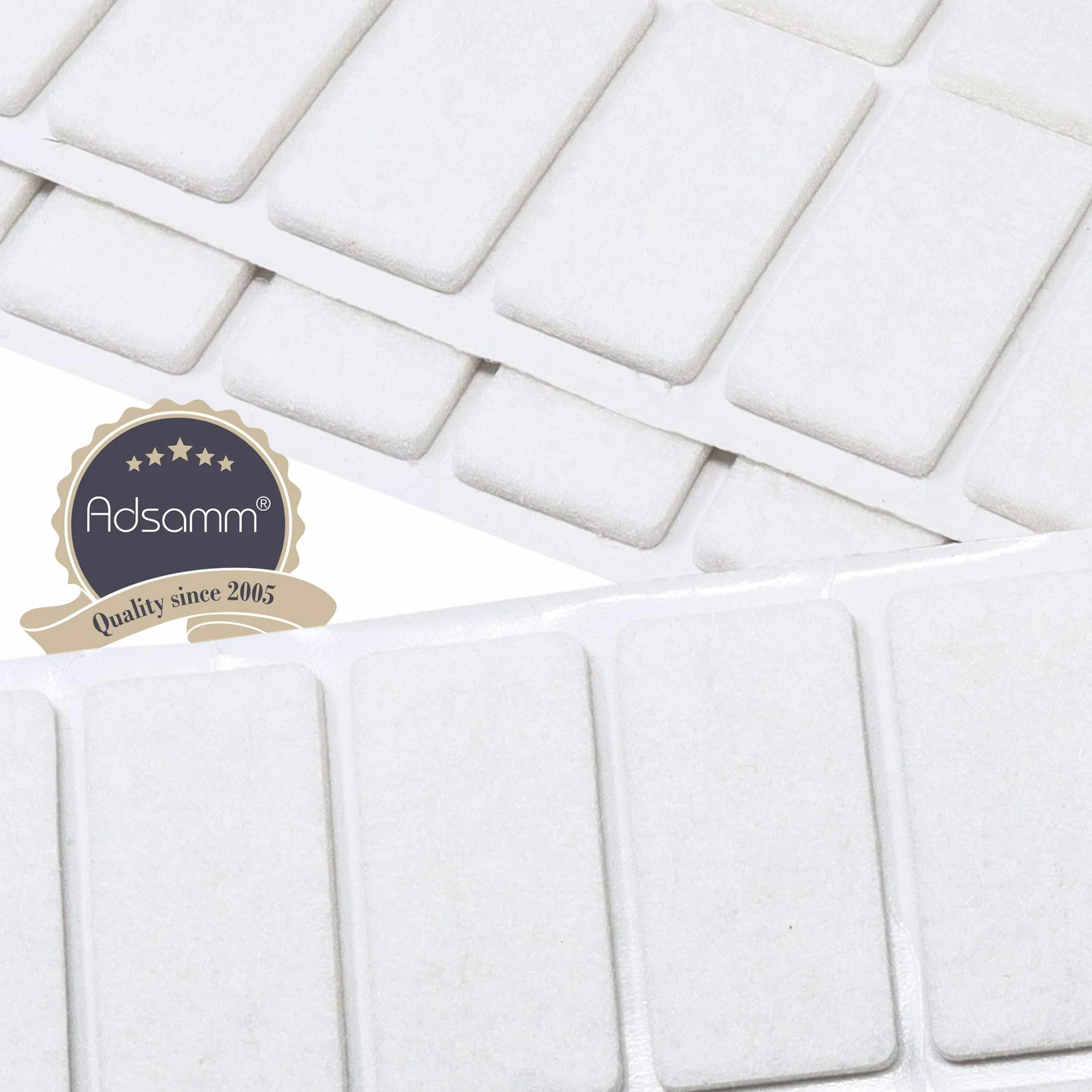 Piedini per mobili in feltro autoadesivi 20x40 mm rettangolari 3.5 mm spessore bianco