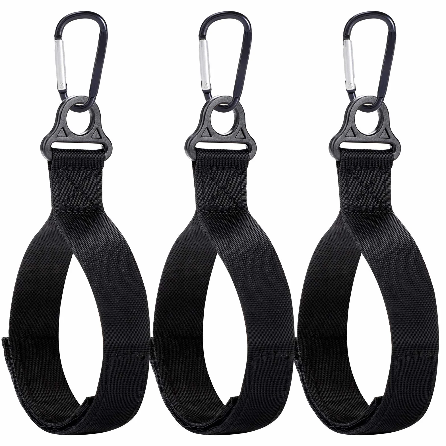 Fascette per cavi regolabili con gancio e passante 39 cm x 2,6 cm nero 6 cinghie 6 moschettoni