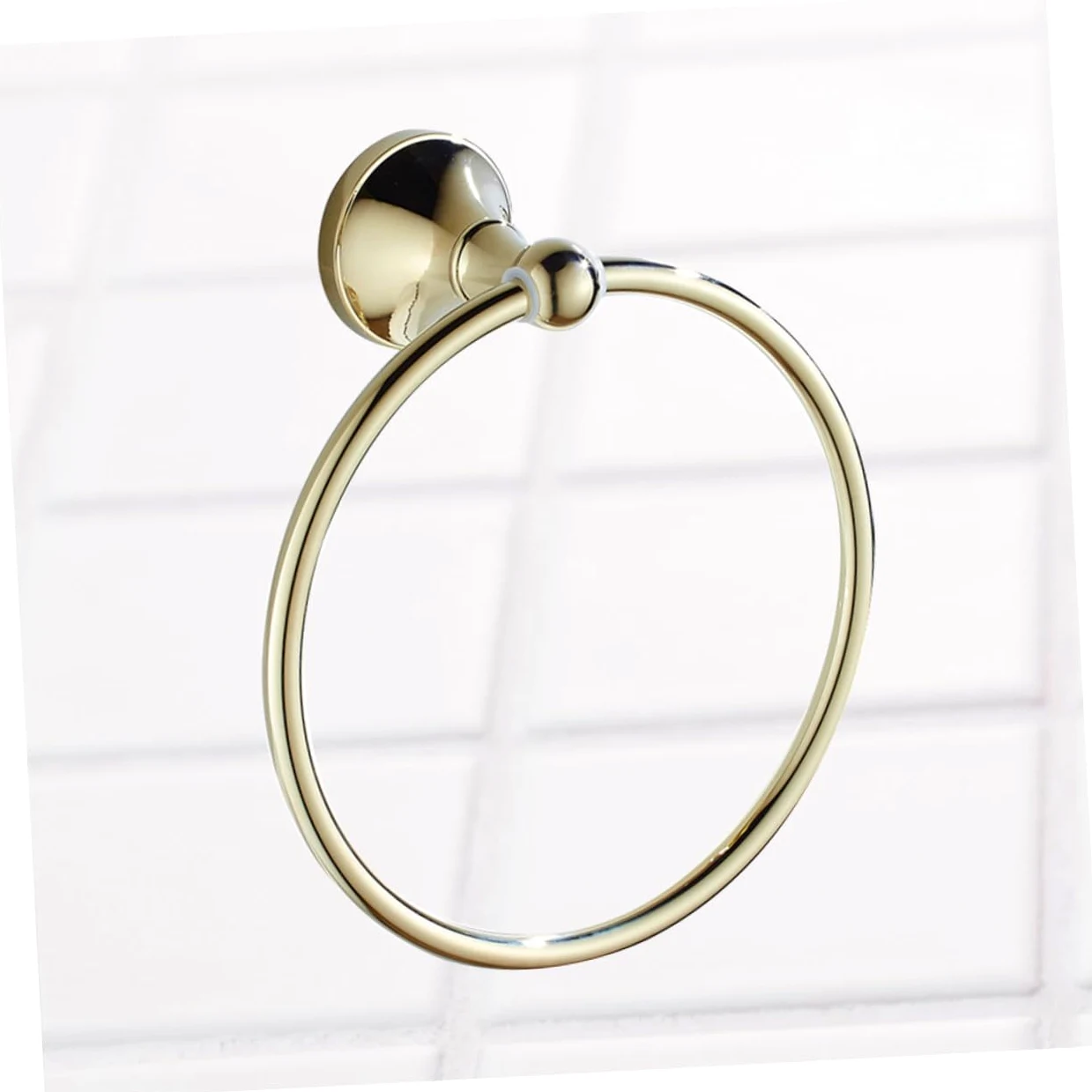 Anello Porta Asciugamano Rotondo in Ottone Placcato Oro | Finitura Anticata Spazzolata, per Casa e Scuola, Stile Elegante e Semplice