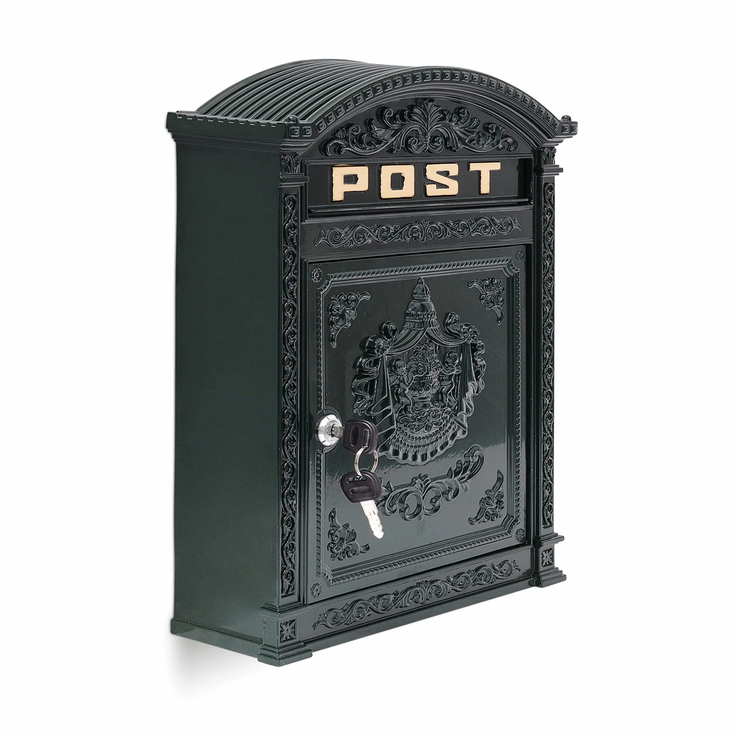 Relaxdays Cassetta delle Lettere Antico Verde, 44,5 x 31 x 9,5 cm, Scritta POST
