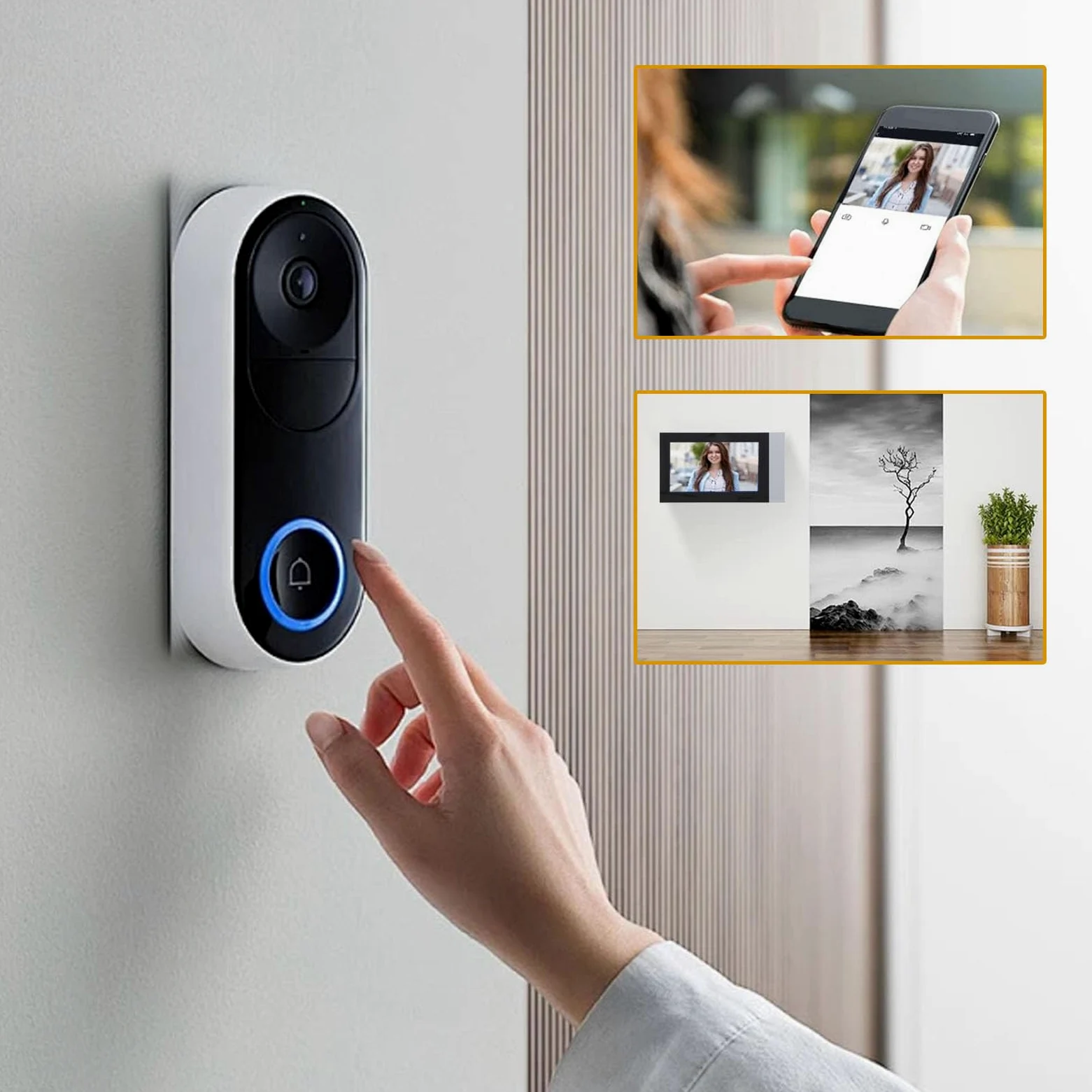 Pongnas Videocitofono Wireless, Touch Screen 2 MP 7 Pollici, Visione Notturna Bidirezionale, Protezione IP65, Adatto per Appartamenti e Ville, Compatibile con L'app (Spina europea)