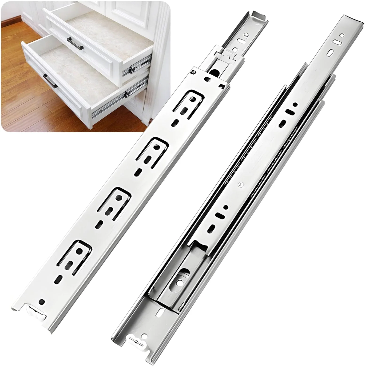 Guide per Cassetti per Carichi Pesanti, Capacità 45 kg, Binari con Cuscinetti a Sfera a Estrazione Totale in Lunghezze da 250 300 350 400 450 500 mm(14in (350mm))