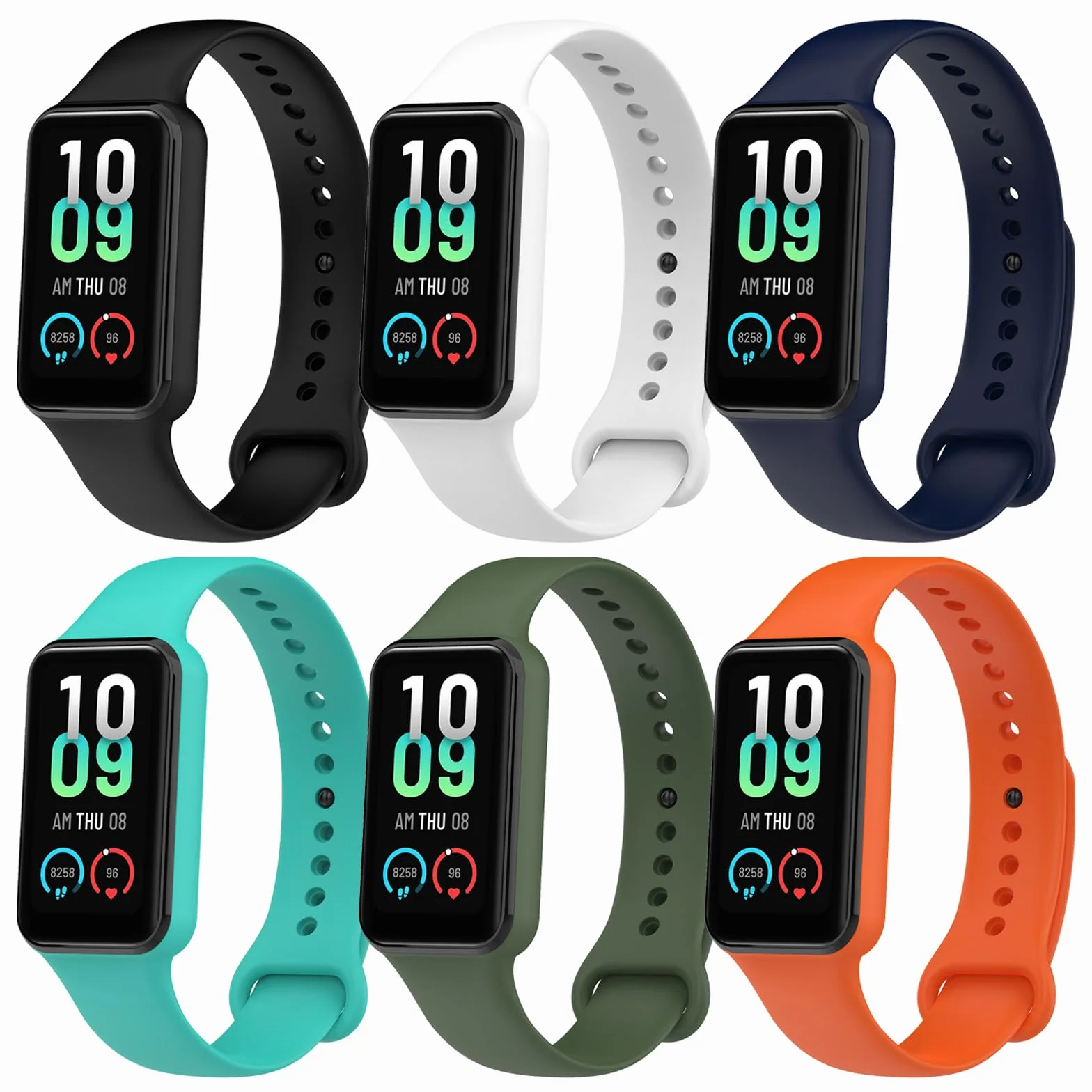 BDIG Cinturini per Amazfit Band 7,6 PCS Braccialetti in Silicone Colorati di Ricambio Anti-Perso,Accessori Tracker per Amazfit Smart Band 7 Compatibili con Polsi da 145mm a 220mm