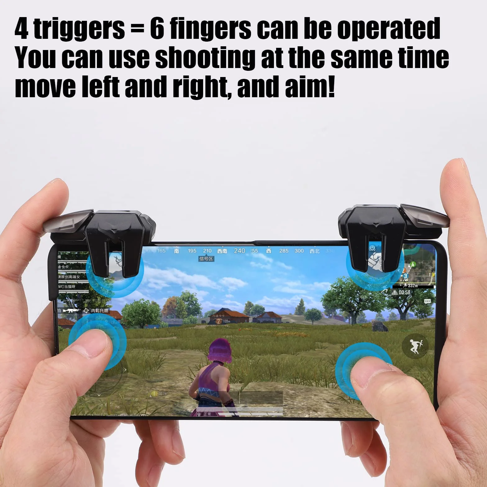 TSLBW Controller di Gioco Mobile Shooter Chiave del Metallo Gamepad Trigger Mobile Assistito Mobile Controller Gamepad Joystick ​di Gioco per iOS, Android (4 Tasti)