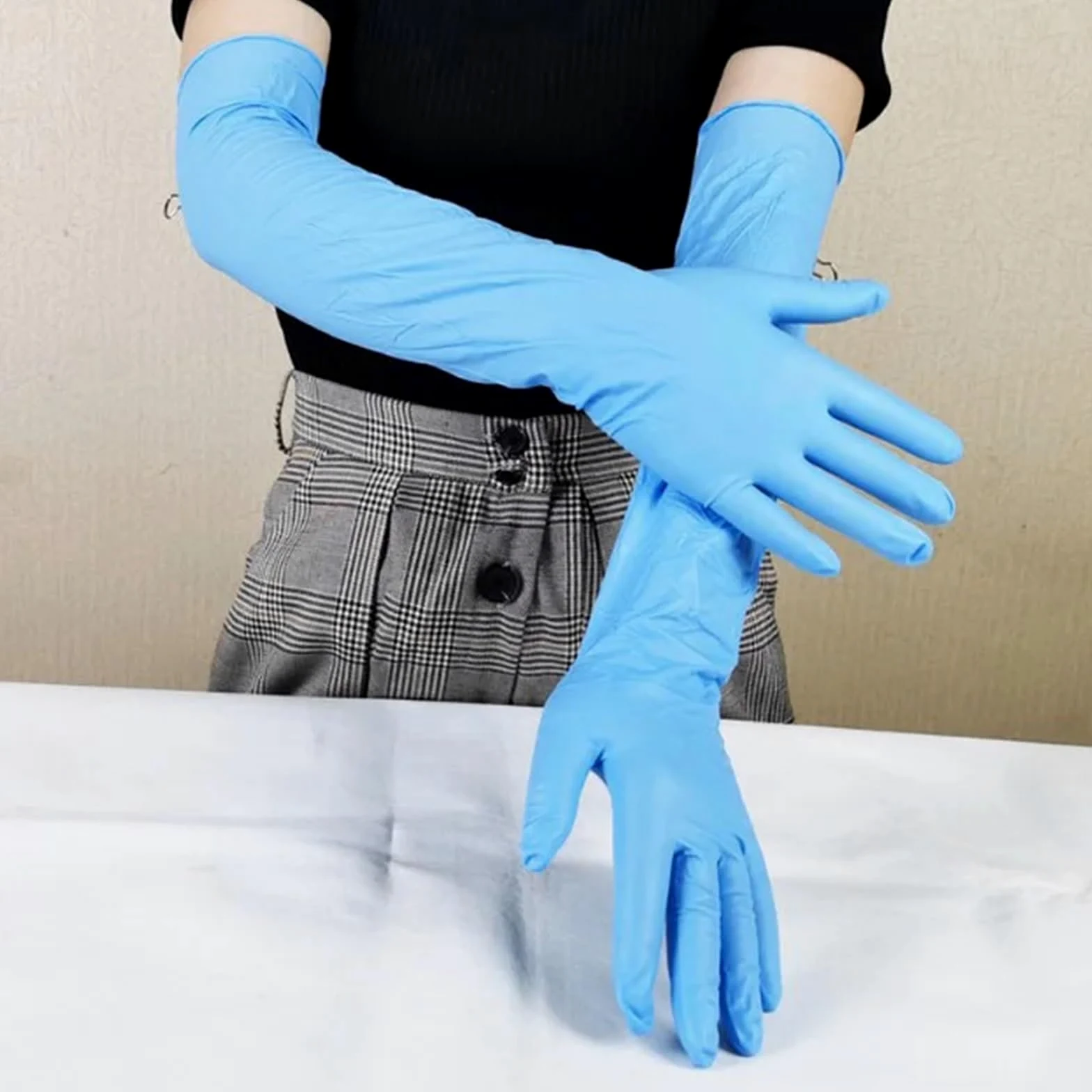 Clean Long Rubber Flexible Waterproof Dishwashi Acid And Alkali Resistant Kitchen No Deformation Tools Nitrile Gloves per cucina, lavaggio stoviglie, bagno(S)