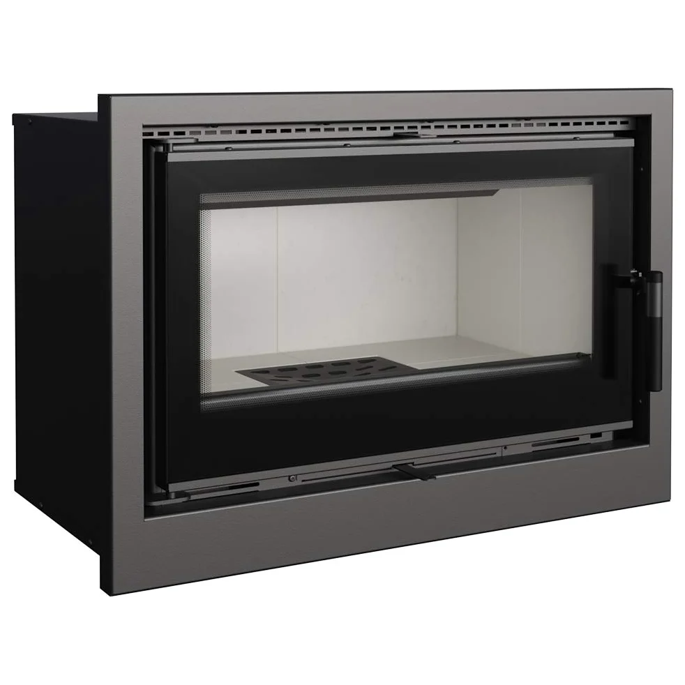KRATKI Inserto per camino in acciaio a legna KASETA 8 kW Ø160 A+ Resa 75% | Acciaio nero, efficienza 83%, classe A+. Ecodesign, BImSchV 2.; combustione efficiente; basse emissioni; calore uniforme