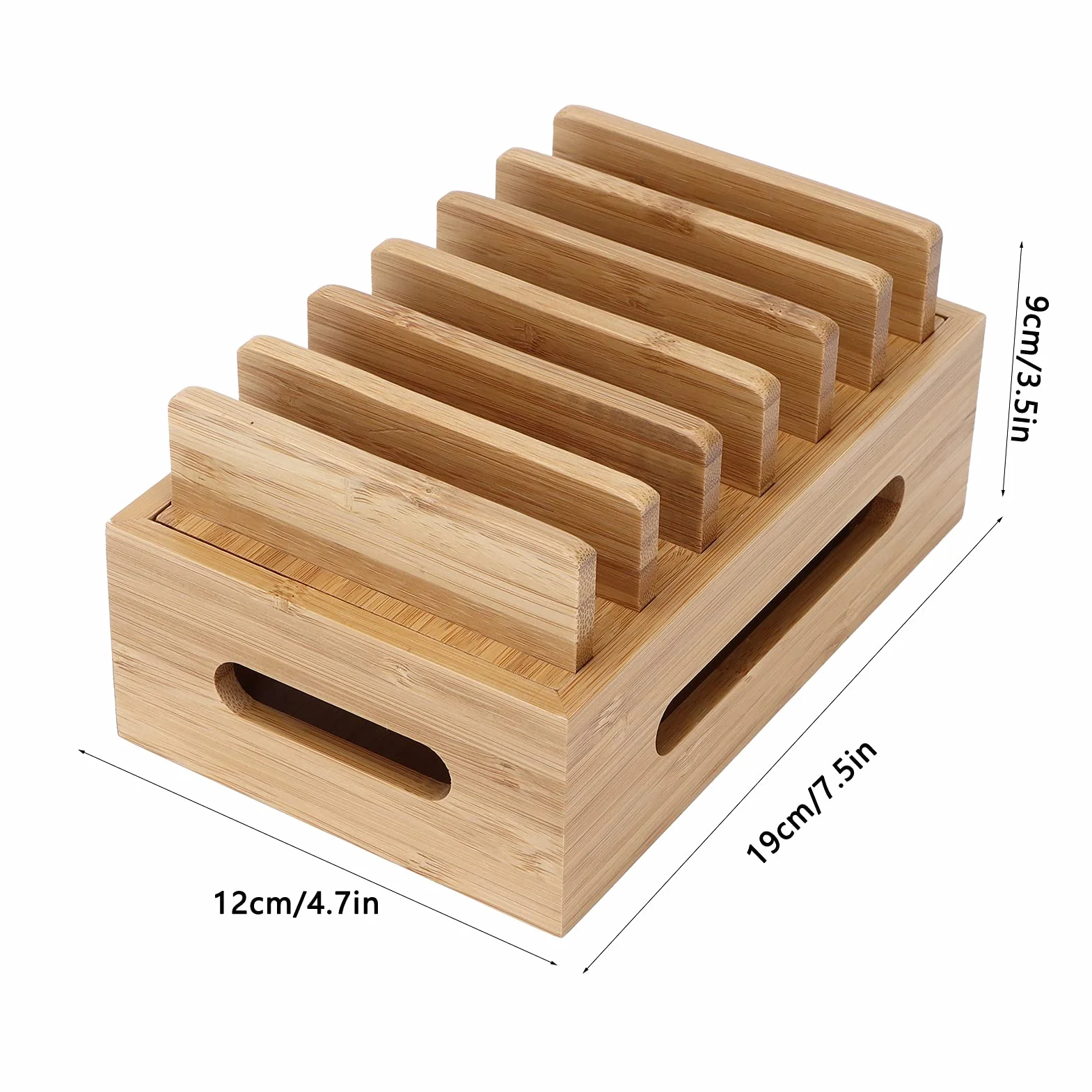 Stazione di ricarica in legno, 6 porte Multi Device Organizzatore di docking cellulare Stato di archiviazione per tablet per smartphone