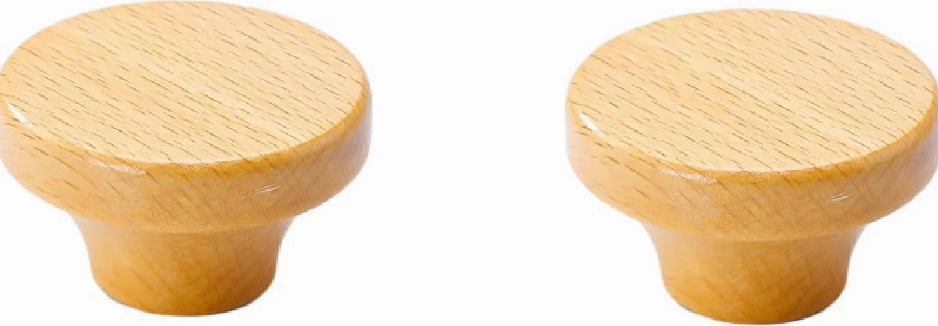 Pomelli per cassetti in legno, maniglie rotonde per armadietti, in legno massello, confezione da 2, diametro 32 mm, ideali per mobili e guardaroba