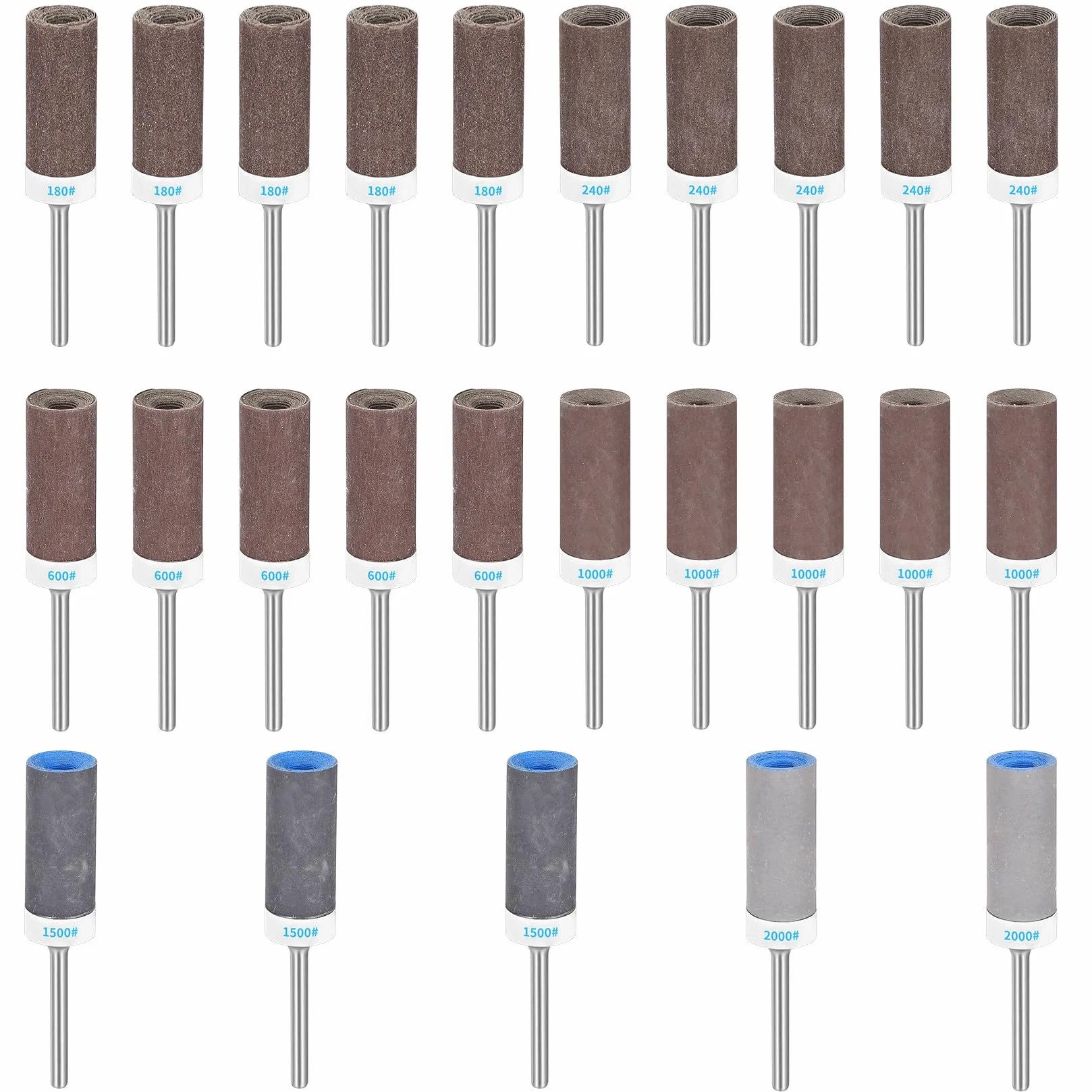 Dremel Tamburi Abrasivi Manicotti Carta Vetrata Grana 180/240/600/1000/1500/2000 Albero 3 mm