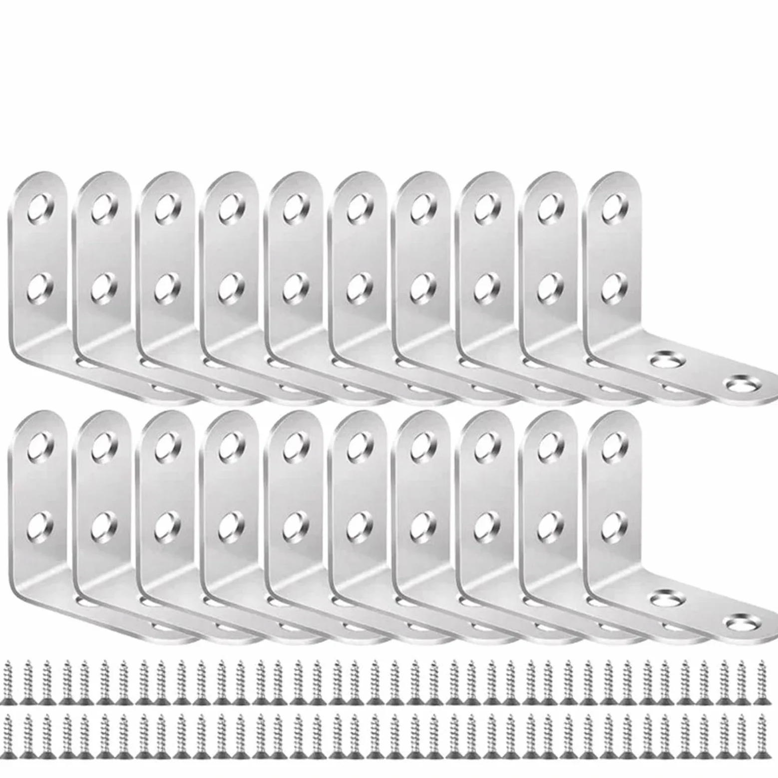 Staffa d'angolo in Acciaio Inox， Staffe di Collegamento ad Angolo retto for mobili, staffe di Fissaggio for Angoli, staffe di Supporto for mensole con Vite(20Pcs16x40mm)