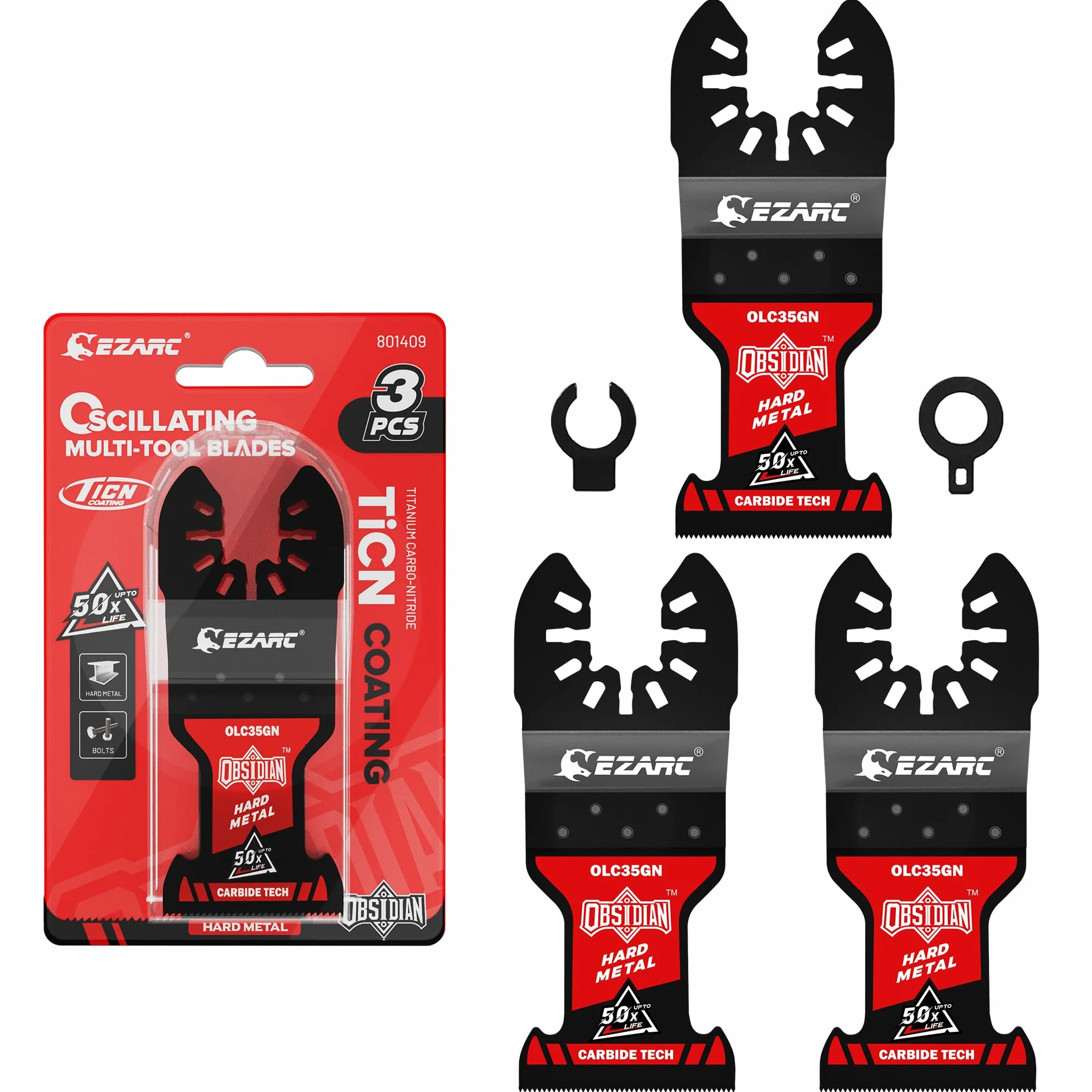 EZARC Lame per seghe oscillanti in carburo di ossidiana, lame multiutensile a sgancio rapido per metallo duro, chiodi, bulloni e viti, confezione da 3