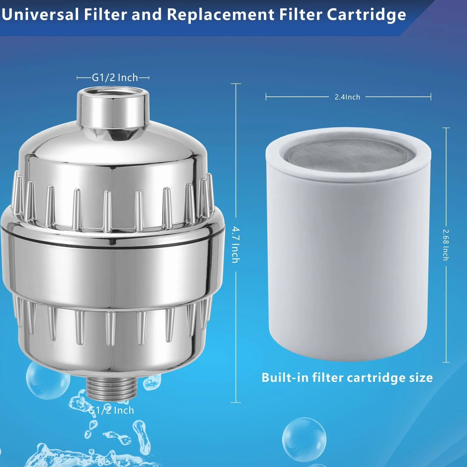 Voolan Filtro Doccia ad Alta Potenza 20 Stadi per Acqua dura con Cartucce Sostituibili, Rimuovere Cloro e Metalli Pesanti (Cromo)