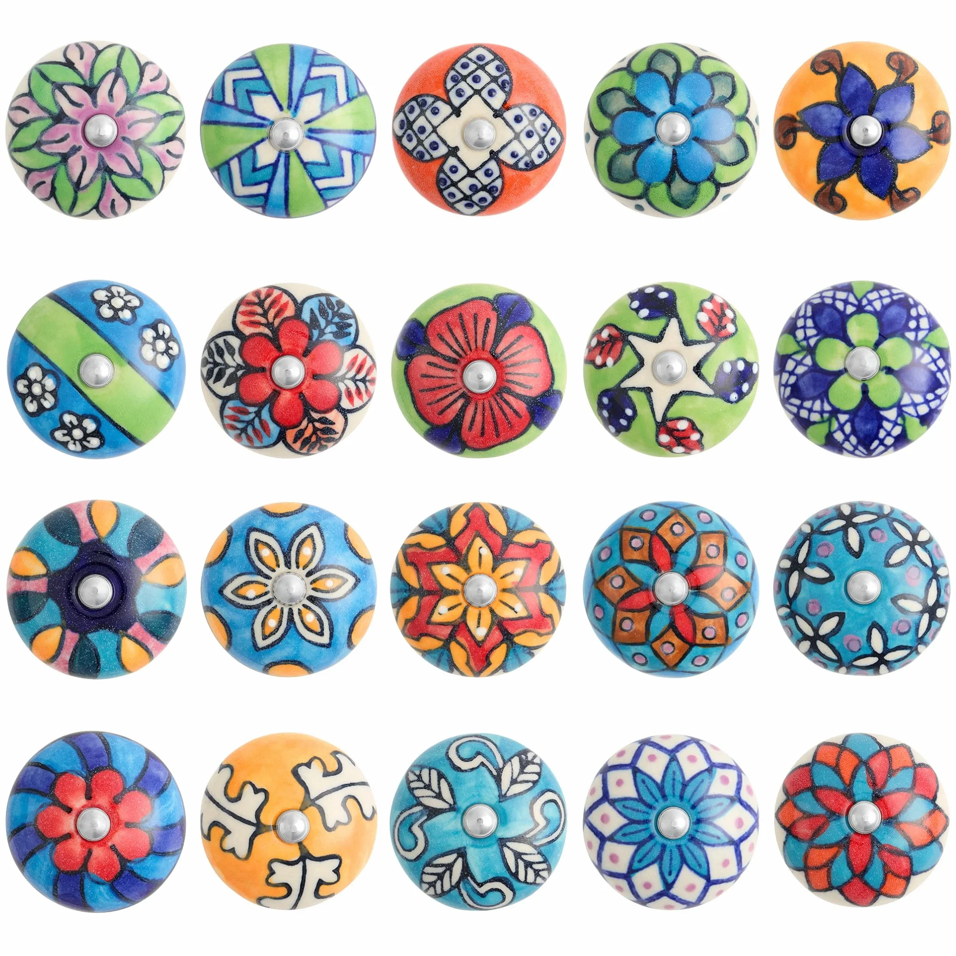 Set di 20 Pomelli Vintage in Ceramica per Mobili e Porte