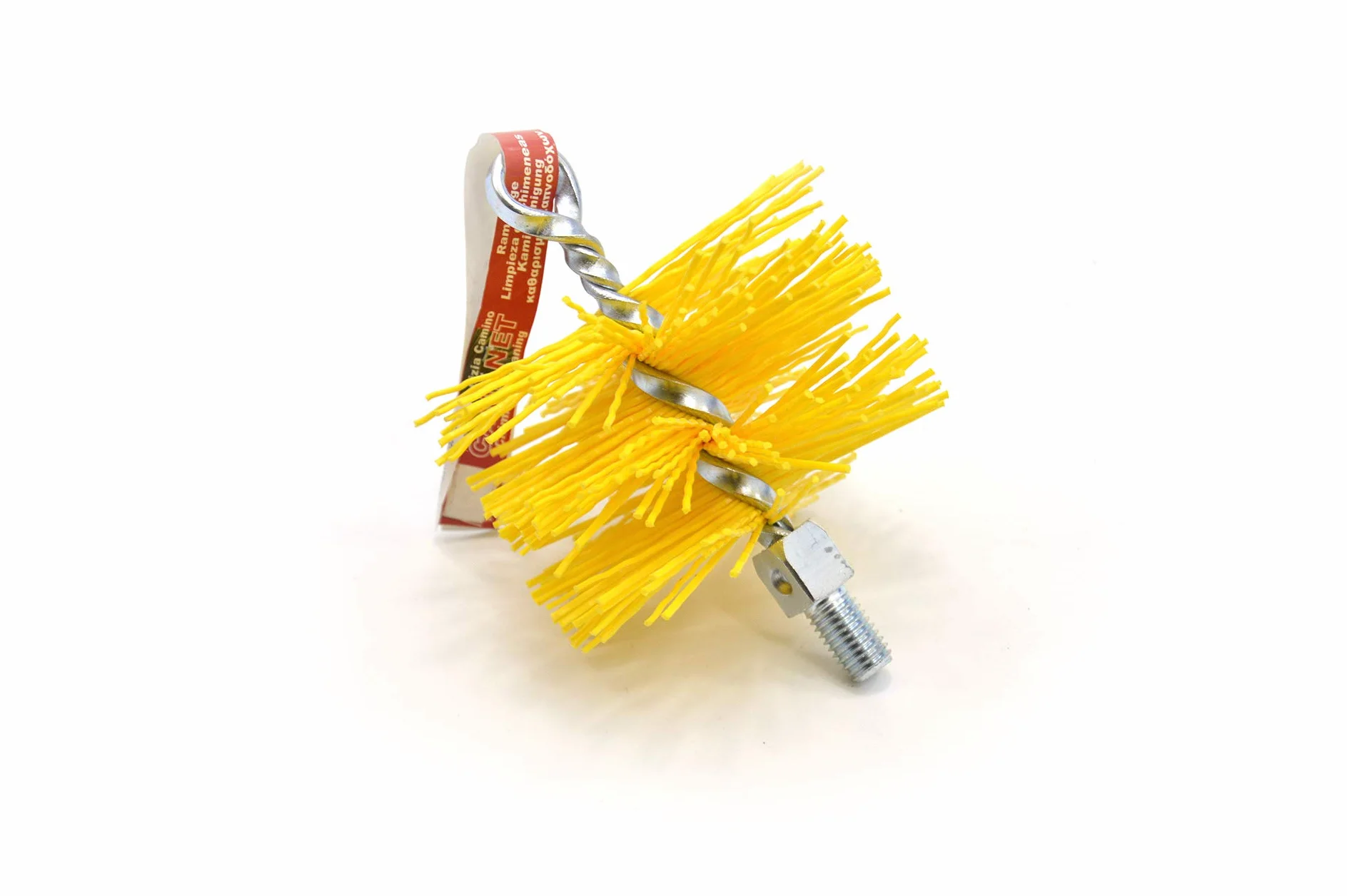 Pyro Feu 862564 Testina spazzacamino nylon 150 mm filettatura metrica 12, Giallo