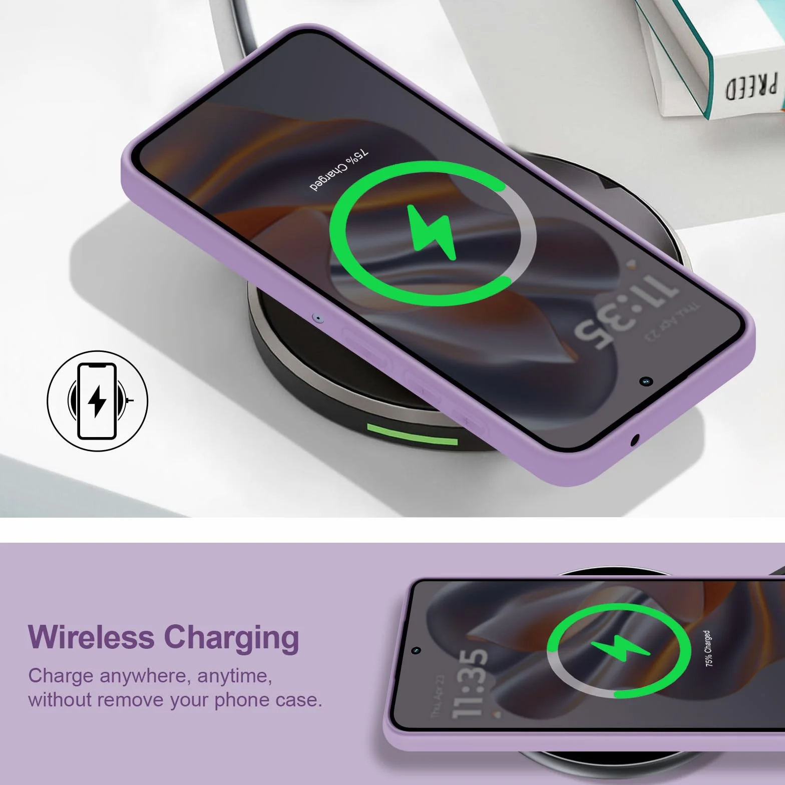 Cover per Motorola Edge 50 Neo, Custodia Antiurto Case Sottile in Silicone TPU con Fodera in Microfibra e Protezione della Fotocamera -Viola Chiaro