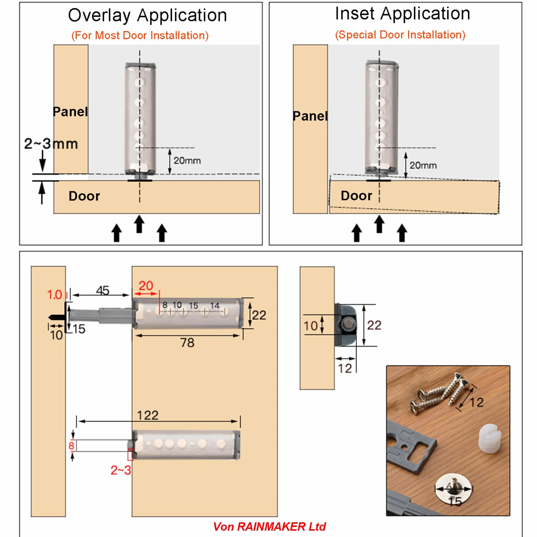Magnetico Push to Open Apri Cancello Pressione Porta Gancio Tocco Premere Chiusura Aperto per Mobile da Cucina Armadietto 10 Pezzi