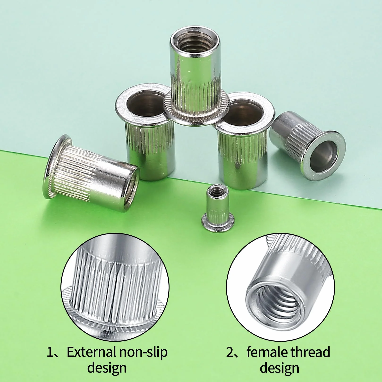 Zestaw 165 Pz Rivetti Filettati M3-M8 Nutsert Dado Rivetto Testa Piatta per Metallo