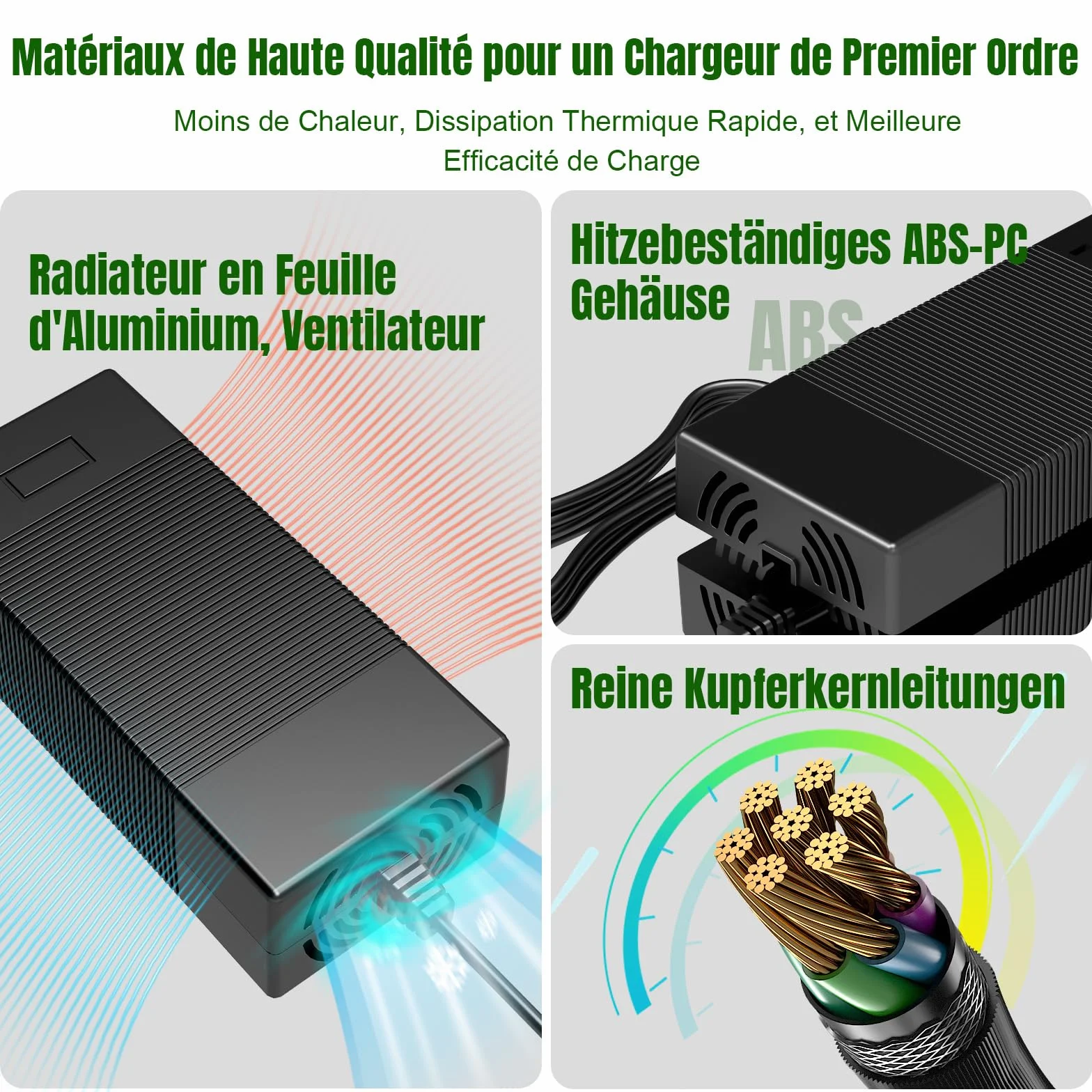 Caricatore per Monopattino Elettrico, Caricabatterie 42V 3A per Hoverboard, Caricatore per Batteria Monopattino 36V