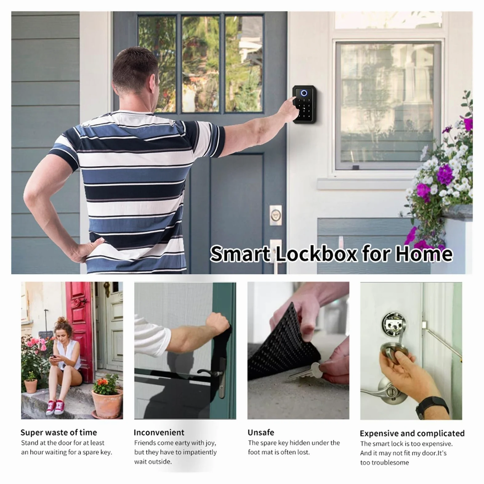 Cassaforte, cassaforte per la casa, Tuya Key Safe Ttlock Impronta Digitale Cilindro Digitale App Accesso Remoto Cassetta Di Sicurezza Montata A Parete per denaro, gioielli, documenti
