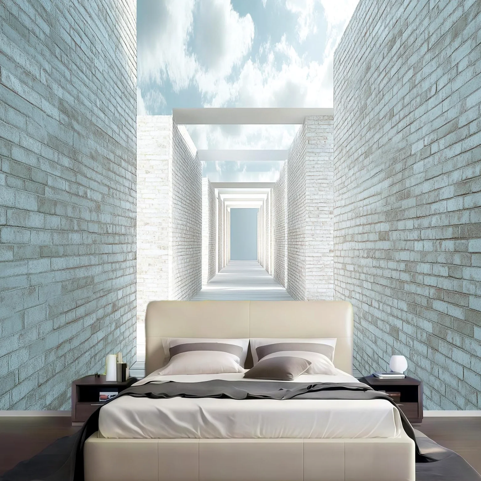 Carta da Parati Murale Muro di mattoni in stile retrò 200 x 140 cm Fotomurale Bianco Decorazione Parete Moderna per Soggiorno Camera da Letto