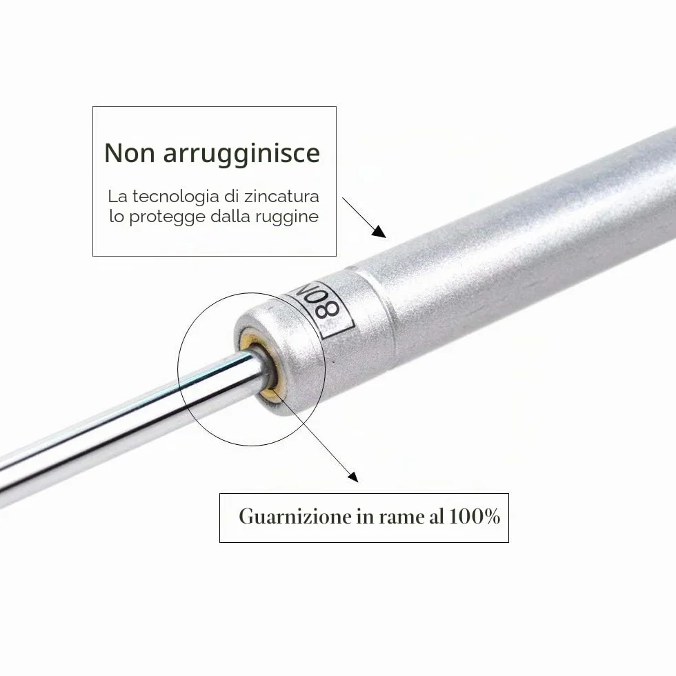 Molle a Gas, 80N Martinetto Pneumatico per Mobili, Cerniera Armadio, Braccetto Ammortizzatore per Cerniera di Mobili da Cucina, 2 Pezzi