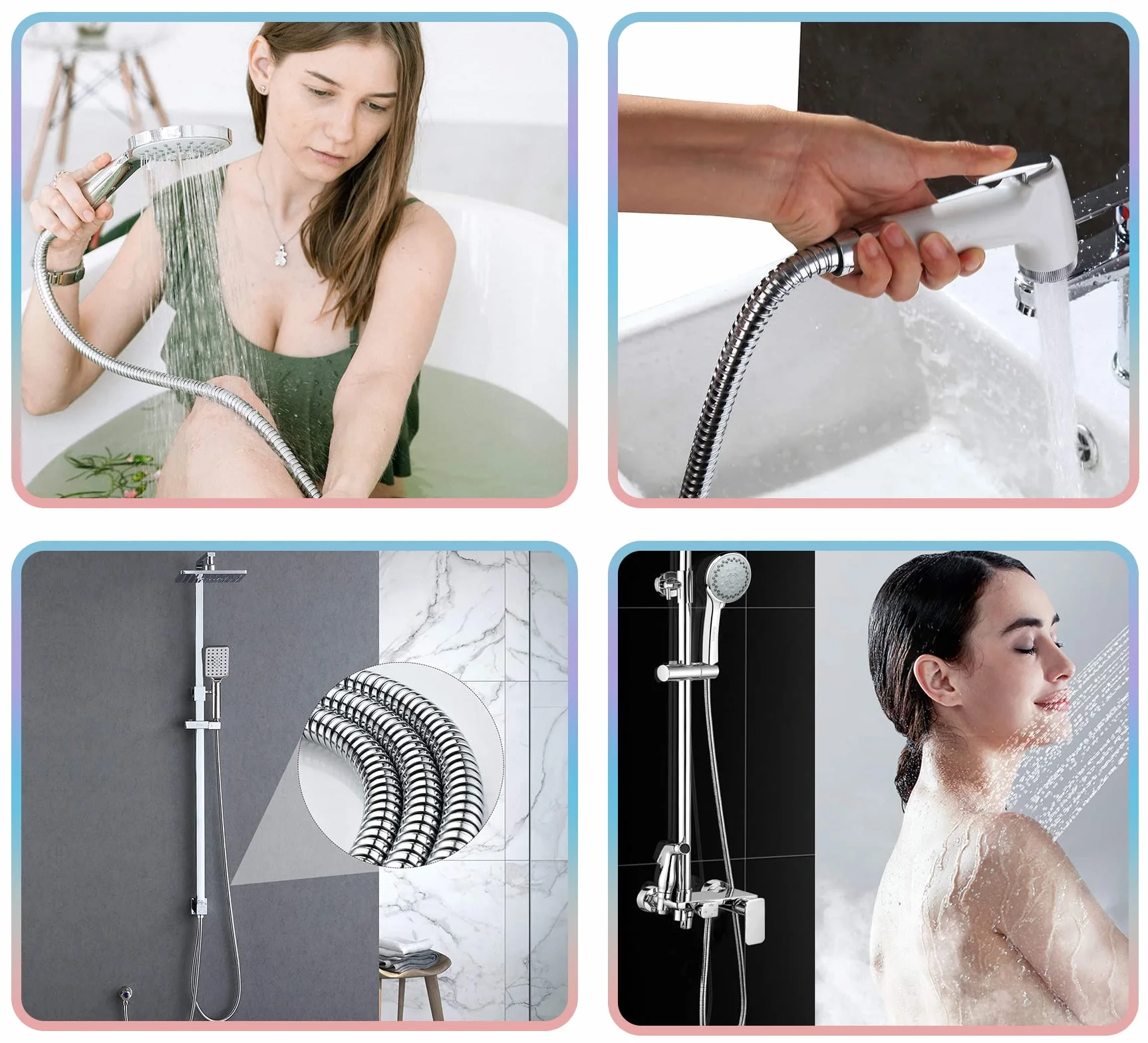 RUIXUE ® Tubo Doccia 3 Metri,Tubo doccia Flessibile, attacco universale standard G1/2, flessibile e senza pieghe, superficie elettroplaccata facile da pulire.