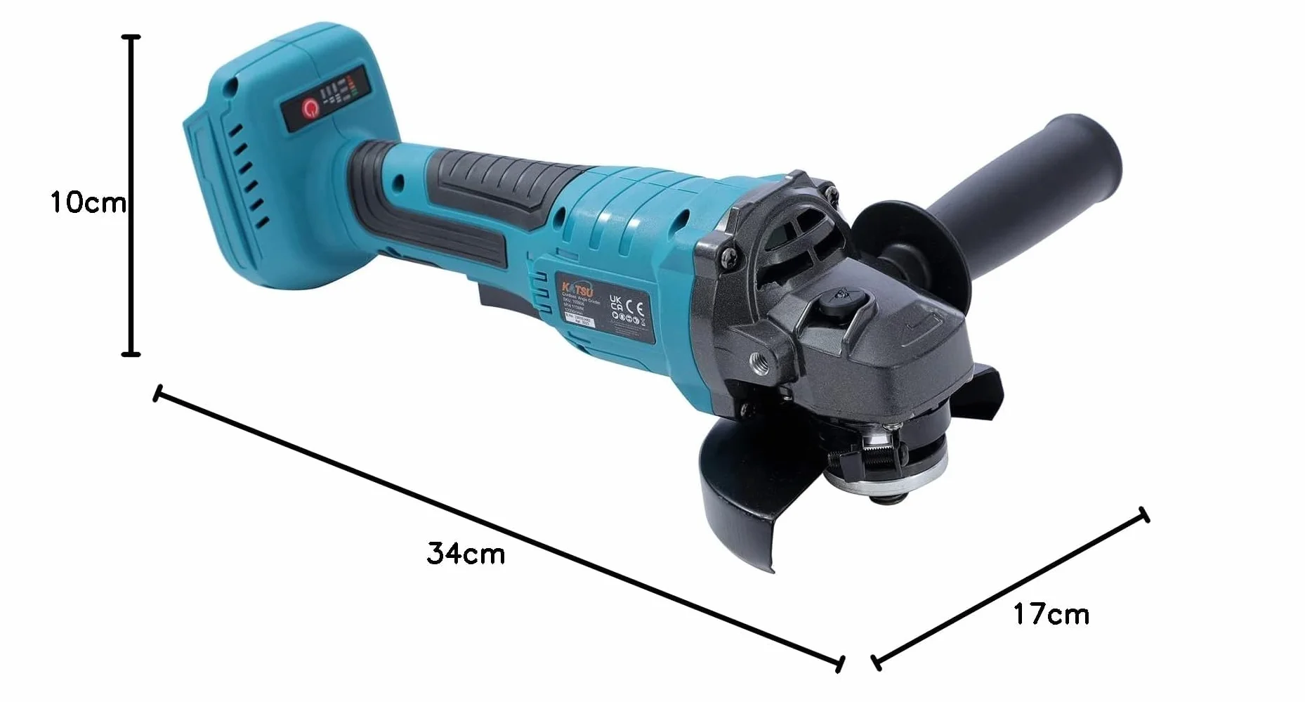 Smerigliatrice Angolare a Batteria Brushless 21V KATSU FIT-BAT, 115mm con Motore Brushless per Taglio Lucidatura Smerigliatura, 3 Velocità, Batterie non Incluse (solo Macchina) 102606