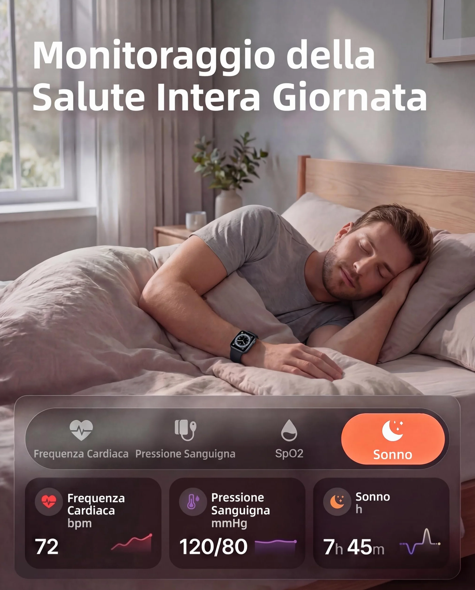 Smartwatch Uomo Donna, 1.83'' Orologio Smart Watch con Chiamata Bluetooth,Pressione Sanguigna/Cardiofrequenzimetro/Sonno,Contapassi,120+ Modalità Sportive,Impermeabile IP68 Fitness Tracker Android iOS