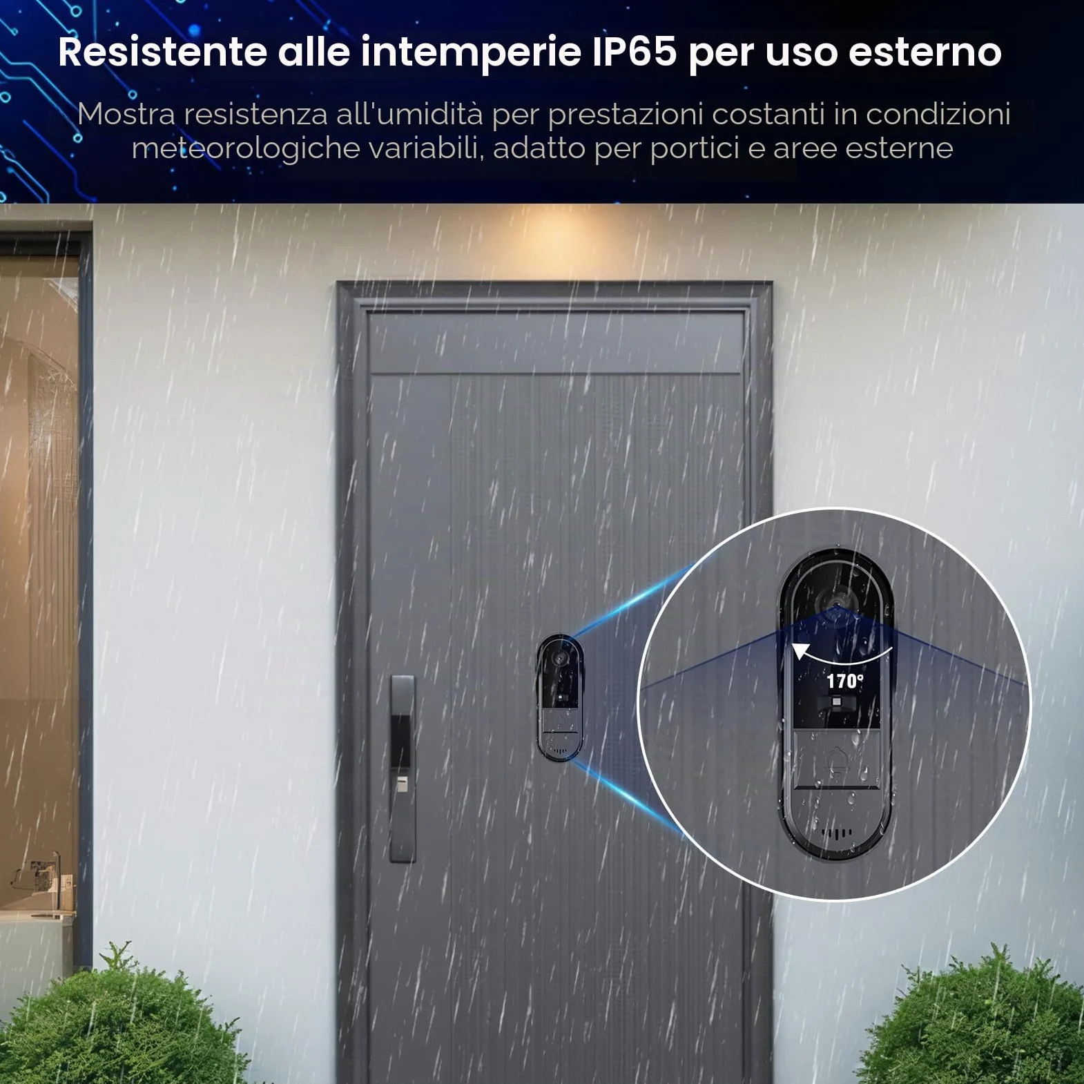 Videocitofono senza fili con videocamera e display IPS da 4,3 pollici, visione HD 1080P, angolo ampio a 170 gradi, visione notturna, audio bidirezionale e resistenza agli agenti atmosferici IP65