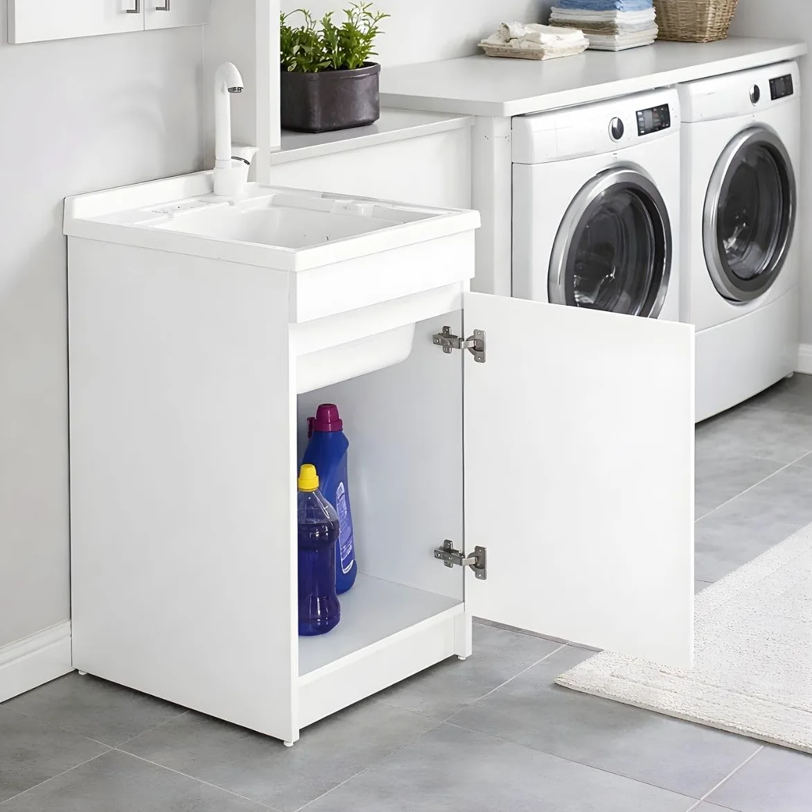 Ceramica Tuscia ZARA Mobile Lavatoio Lavanderia con Vasca in Resina PP (45x50)