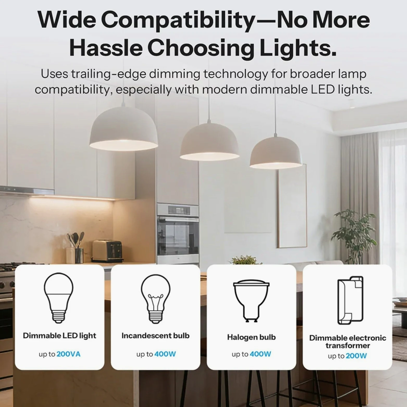 Interruttore Smart Dimmer MINI-ZBDIM con misurazione dell'energia in tempo reale, protezione da surriscaldamento, telecomando per Alexa e Google Assistant, 220-240 V, 400 W, bianco
