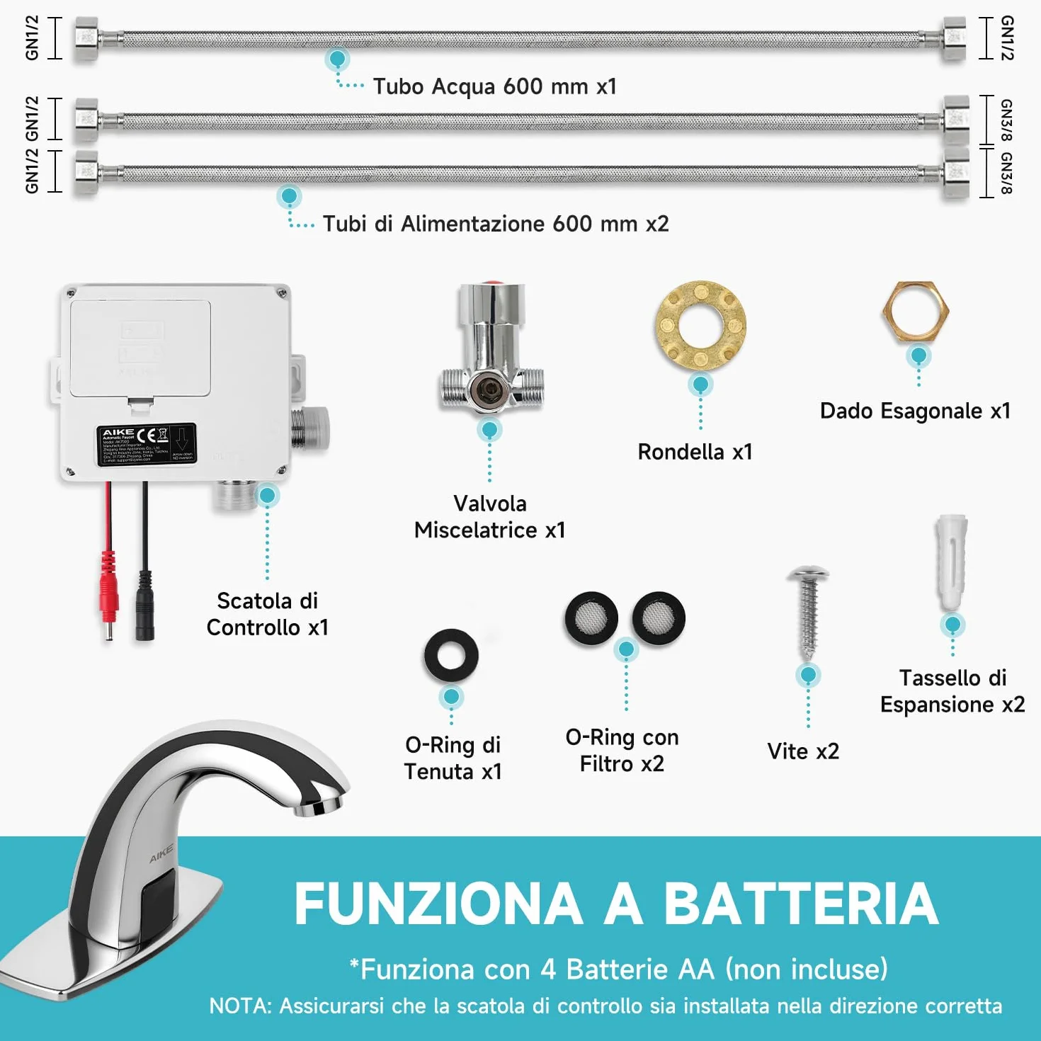 AK7500 Rubinetto Touchless Bagno Cromo