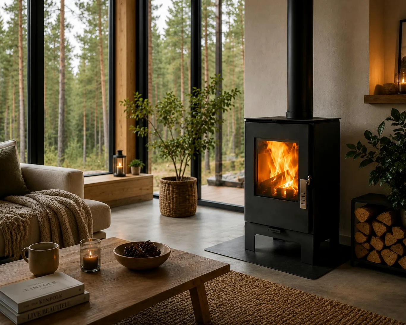 Verso - Stufa a legna da 2 l, 5 kW, 80,2% di alta efficienza, piastra superiore ultra compatta del corpo in acciaio (non ghisa), piccola stufa per 60-80 m³, Eco Low Emissions, 150 mm