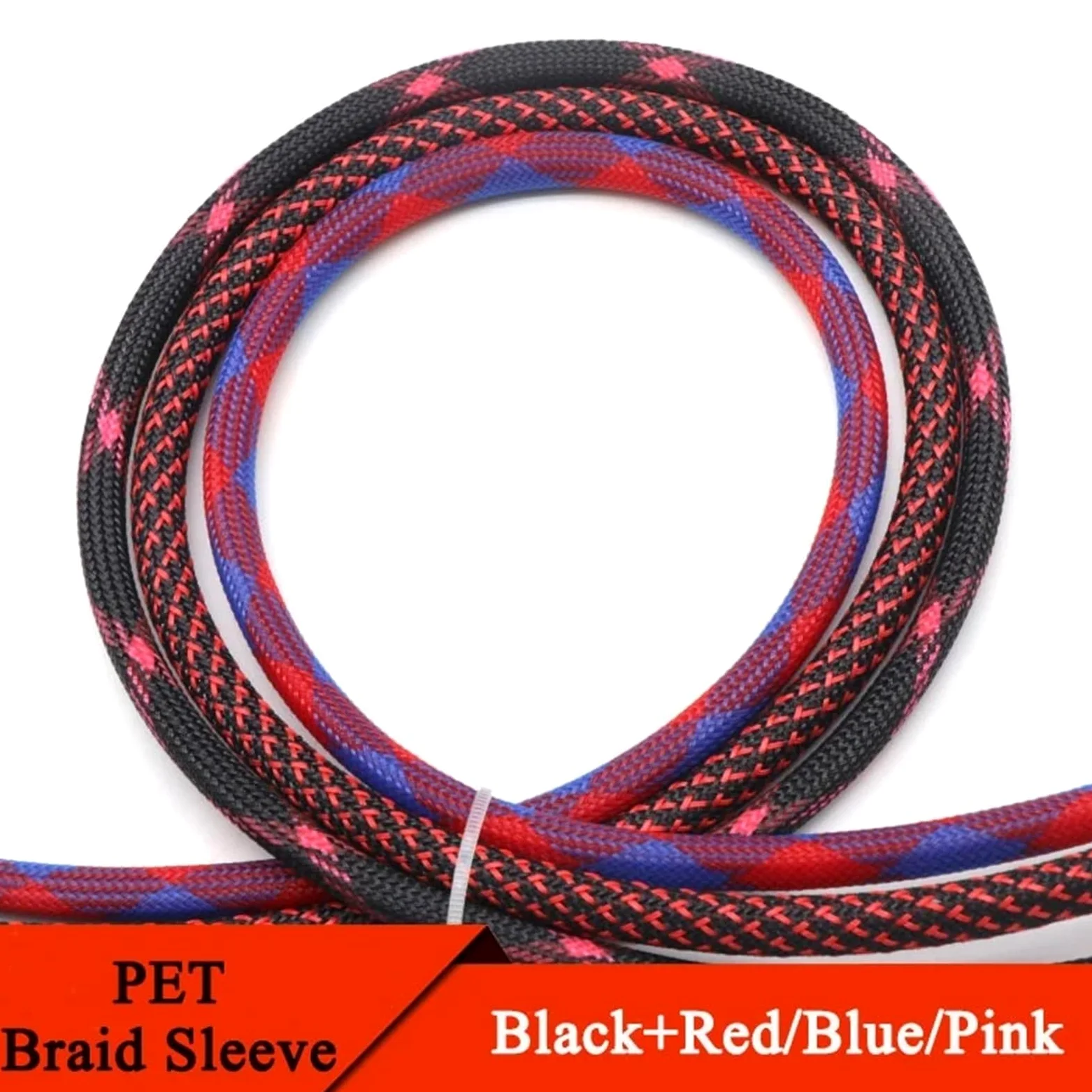 1/10M 2 4 6 8 10 12 14 16 18 20 25 30 40mm Guaina espandibile intrecciata ad alta densità protettiva in nylon isolata per ufficio e casa TV/computer/audio(Black Pink,40mm,10 Metesr)